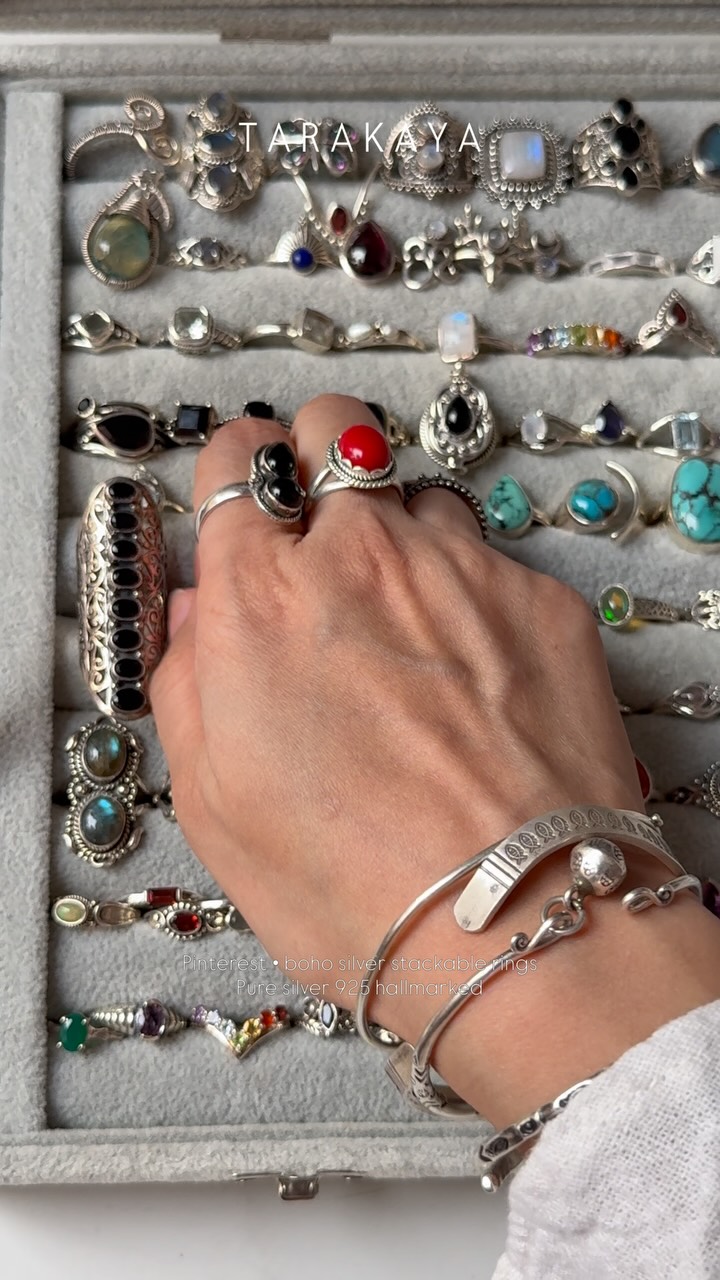 Silver Tarakaya Facebook ad: Boho silver 925 rings - pure silver 925…
