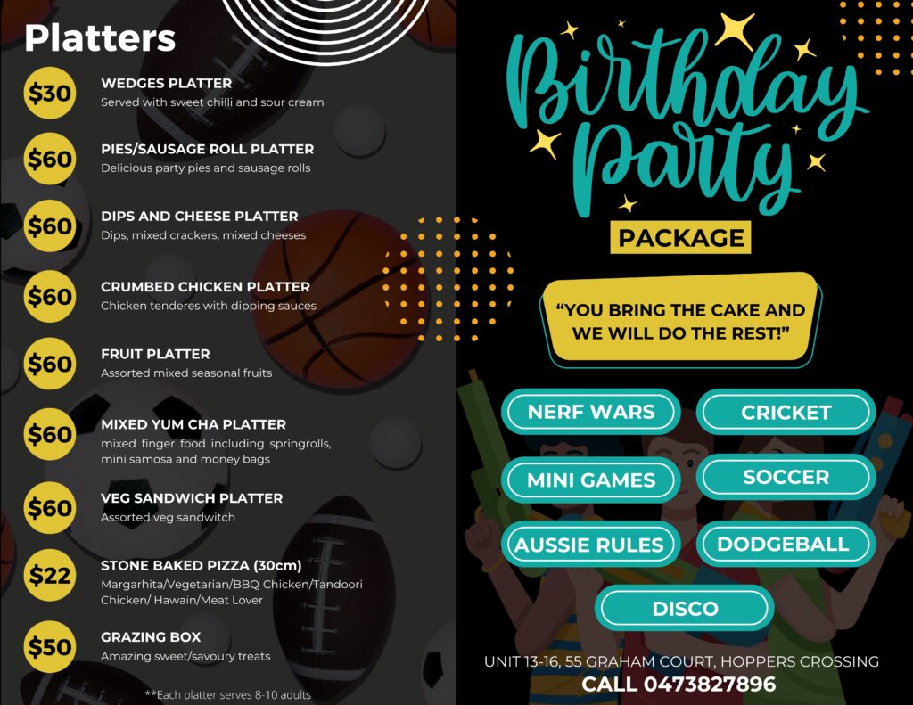 Hoppers Indoor Sportz Facebook ad: Stress-Free Kids Birthday Parties in Hoppers Crossing!