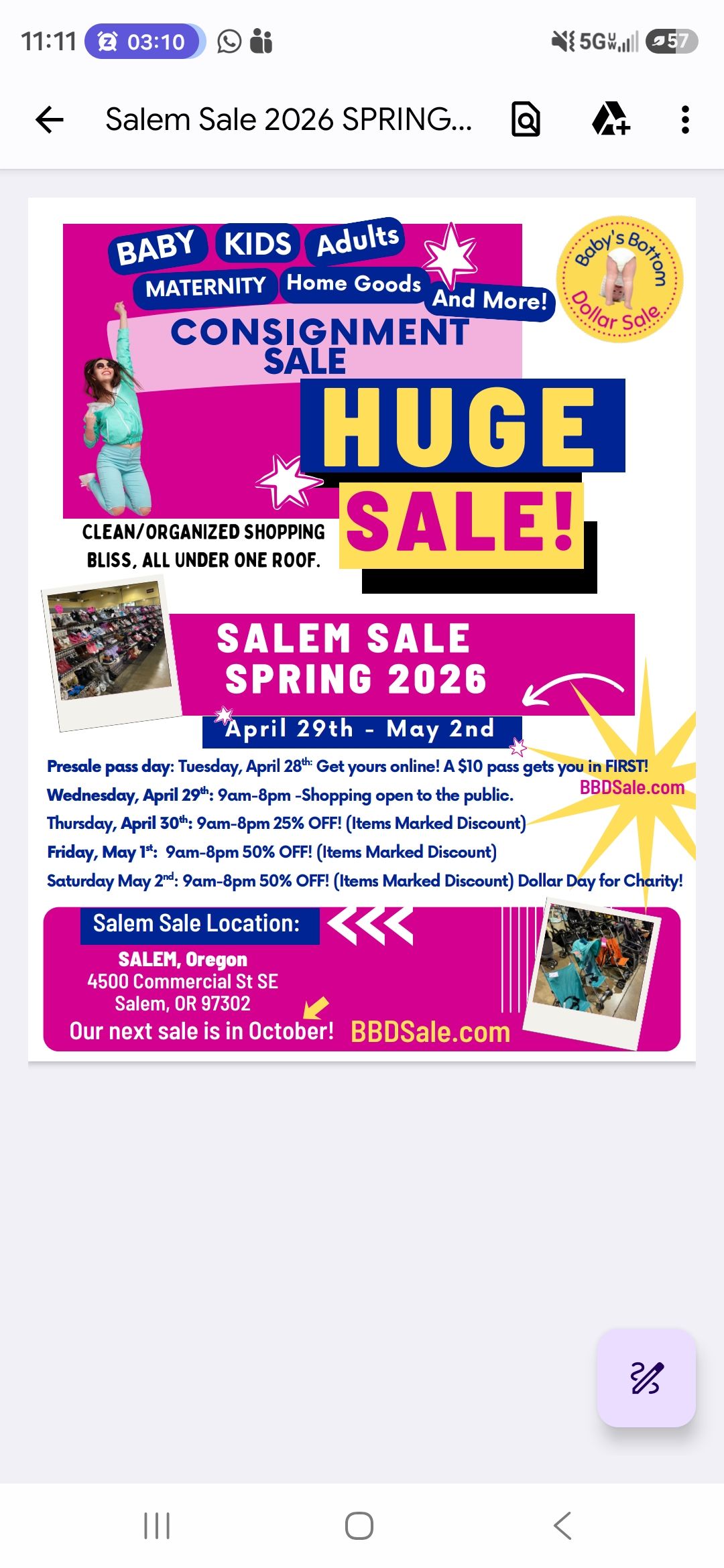 Baby's Bottom Dollar Sale Facebook ad: Home - Baby's Bottom Dollar Sale