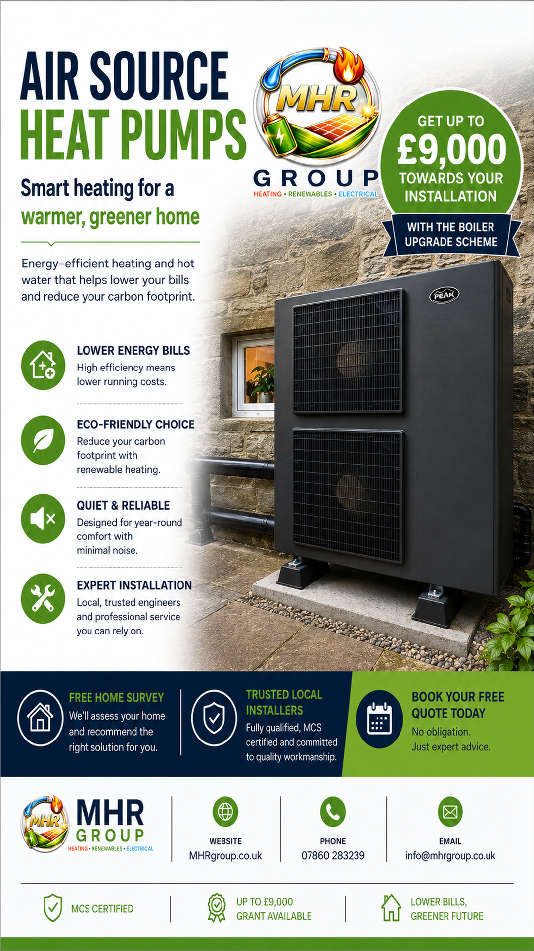 MHR Group Facebook ad: Eco-Friendly Heating Made Affordable