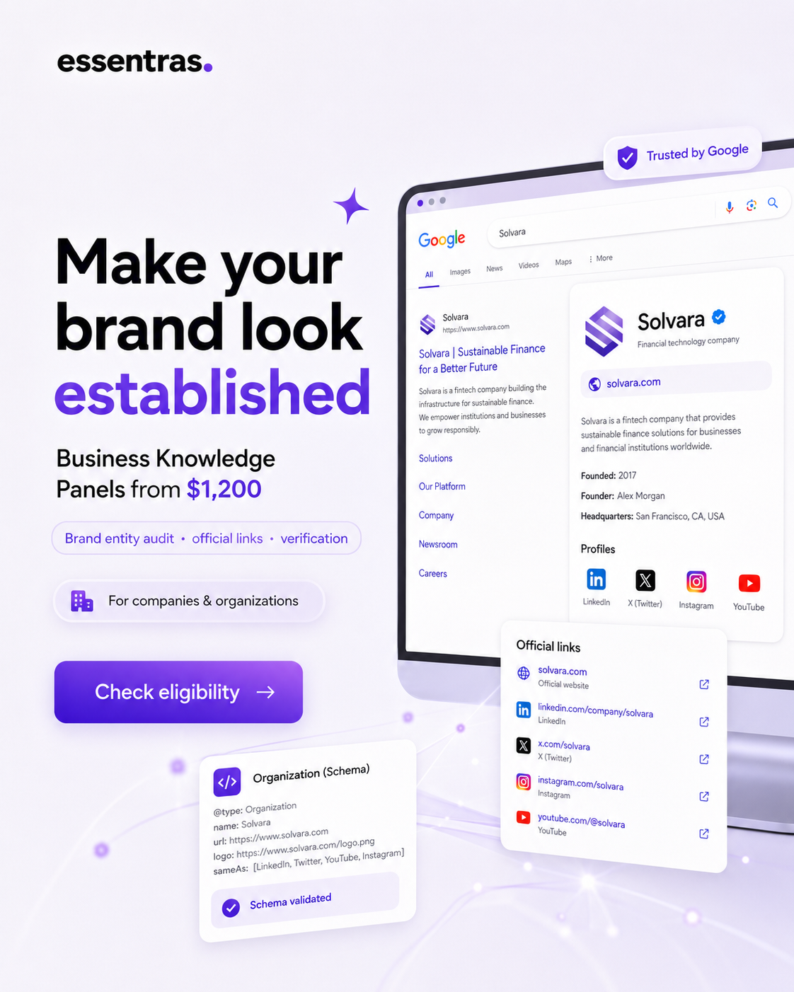 Essentras Facebook ad: Own your Google Knowledge Panel