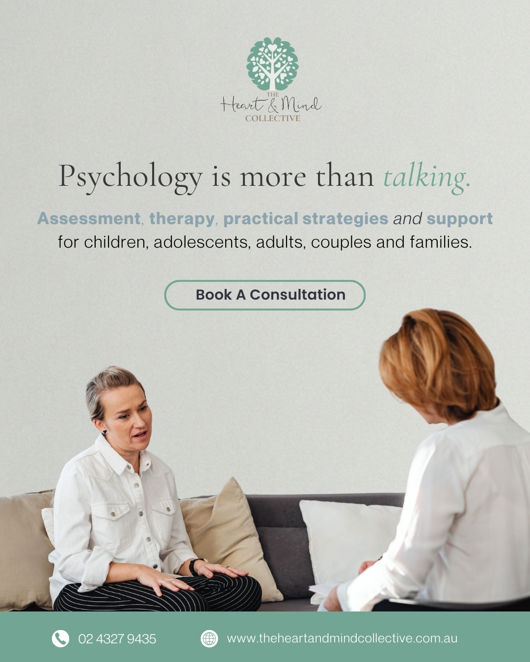 The Heart and Mind Collective Facebook ad: Take the First Step Towards Better Mental Health