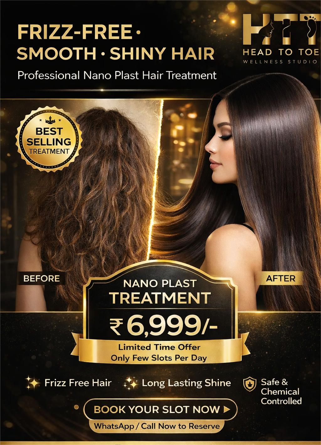 HTT Wellness Studio SPA and SALON Facebook ad: Frizz-Free Hair Starts Here