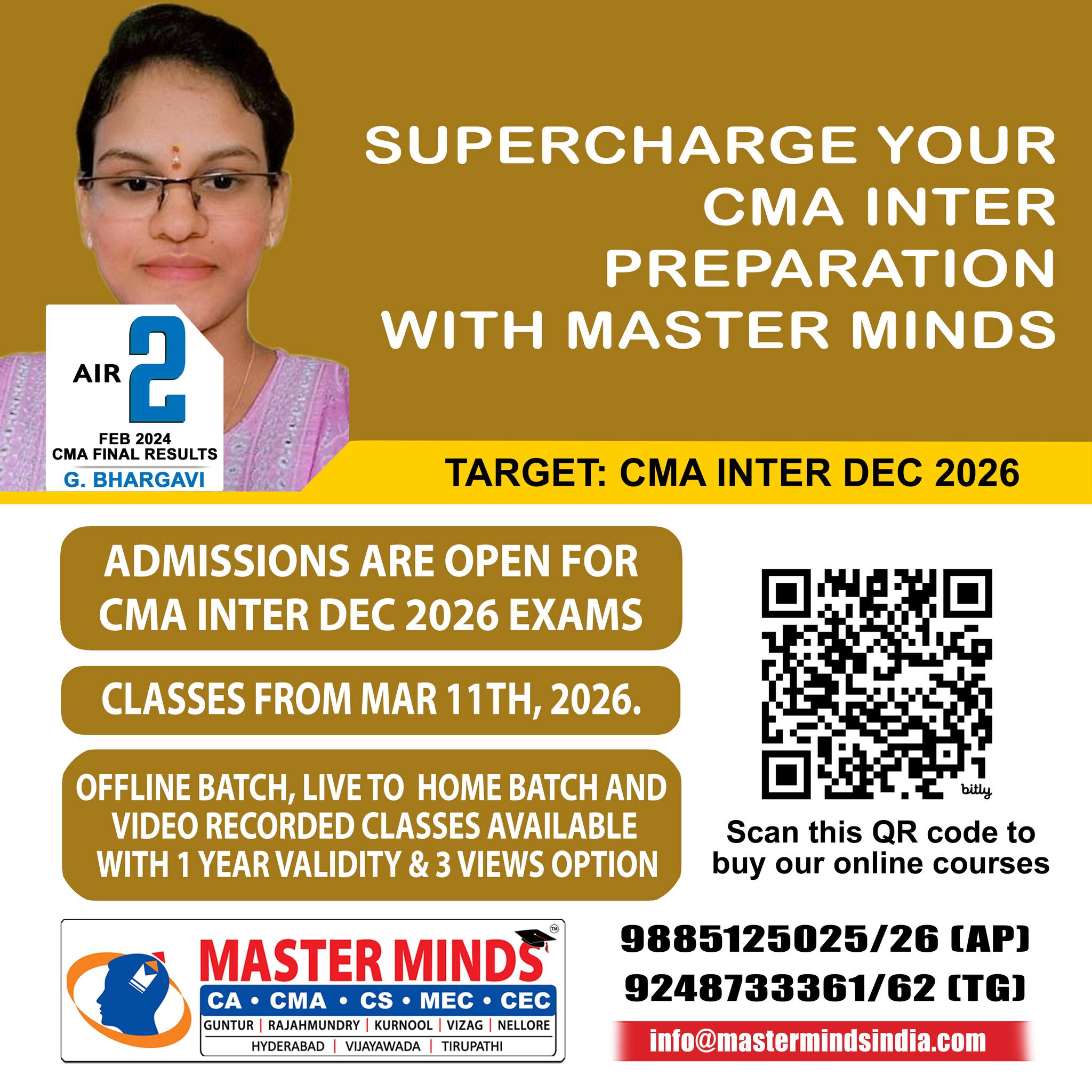 MASTERMINDS For CA Facebook ad: MASTERMINDS - BEST CMA COACHING INSTITUTE IN GUNTRU, A.P…
