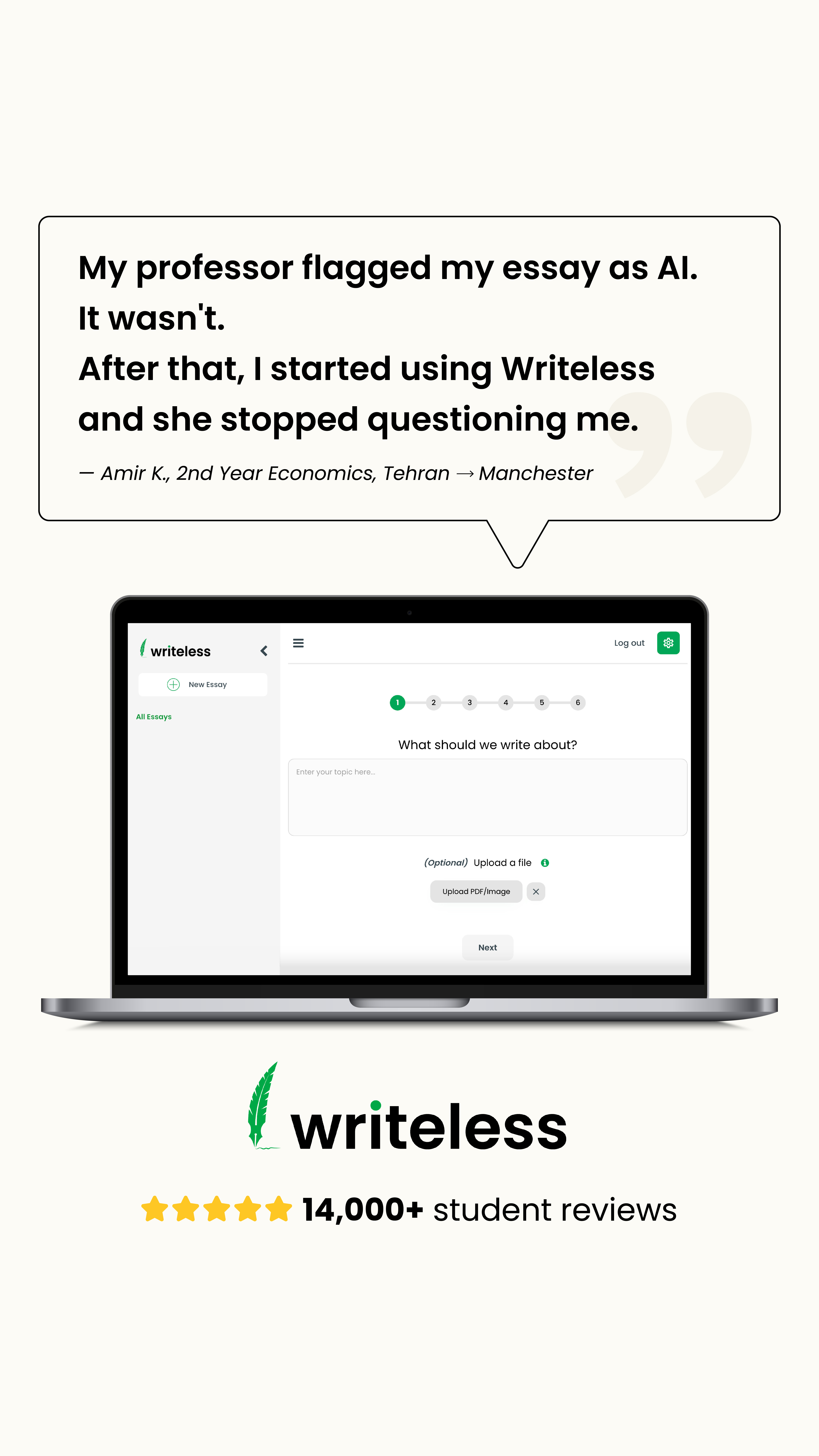 Writeless AI Facebook ad