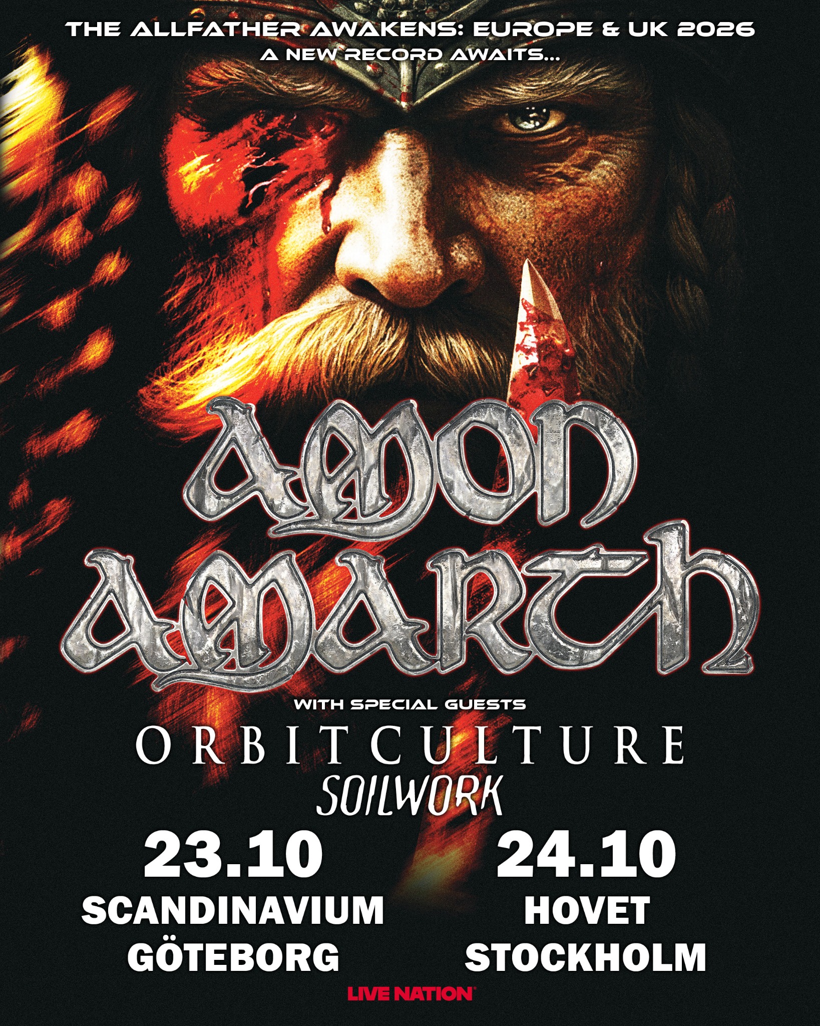 Live Nation Sweden Facebook ad: Amon Amarth | 23 oktober - Scandinavium, Göteborg | 24…