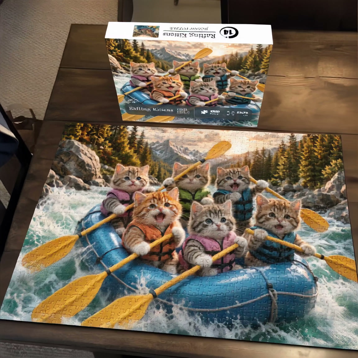 Fun-Puzzle Facebook ad: Rafting Kittens Jigsaw Puzzle 1000 Pieces