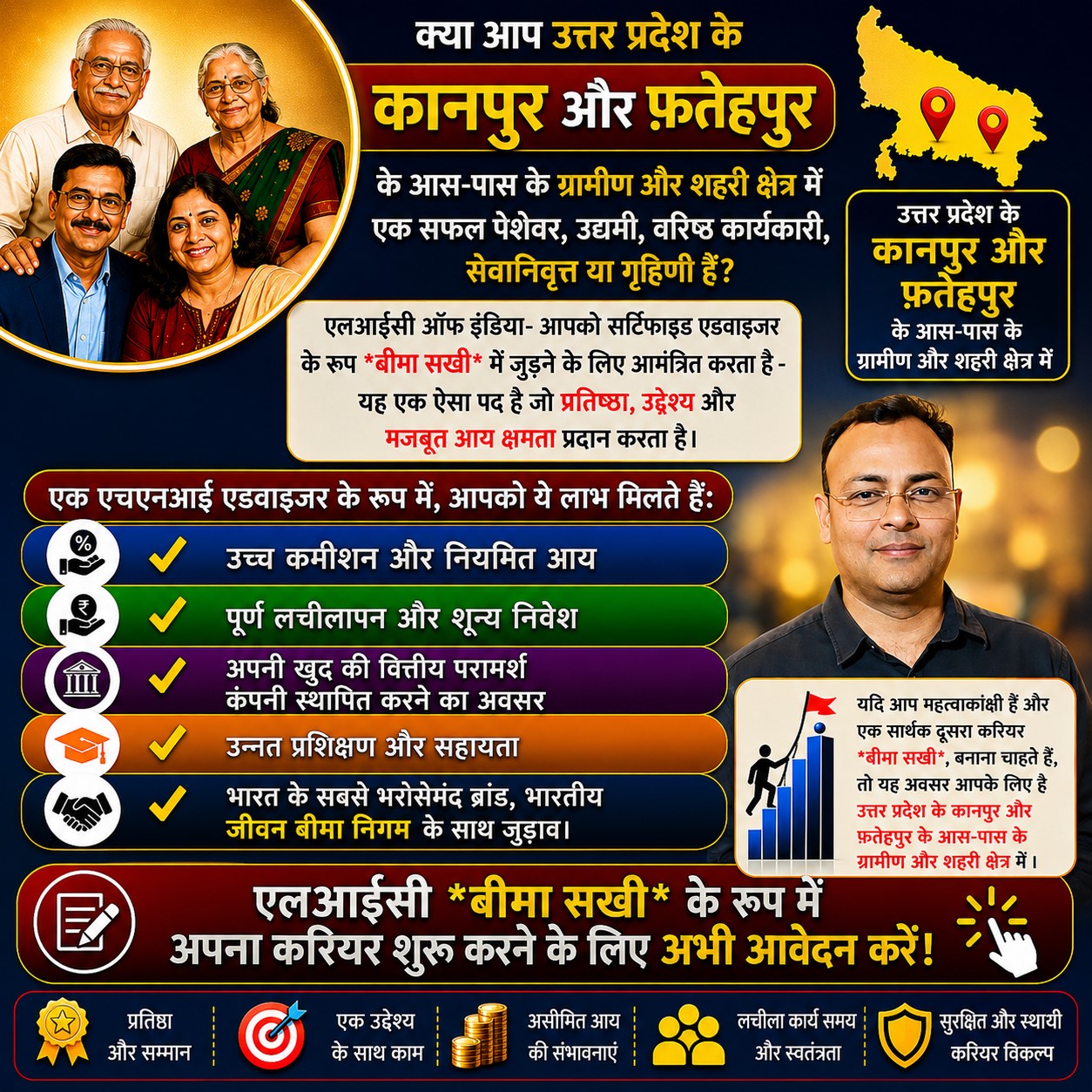 Career in LIC Kanpur Facebook ad: • यदि आप उत्तर प्रदेश के कानपुर और…