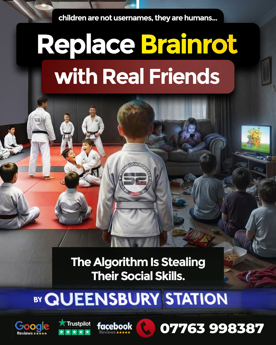 S2one Jiu Jitsu Academy Facebook ad: The Queensbury Gym Quietly Turning Screen Addicted Kids…