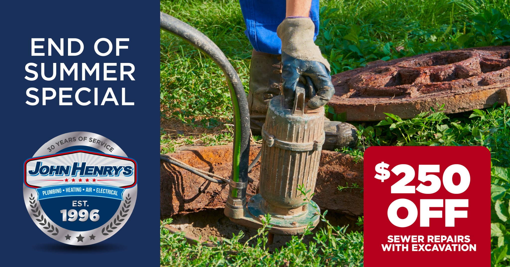 John Henry's Plumbing, Heating, Air & Electrical- Omaha, NE Facebook ad from Aug 10, 2026