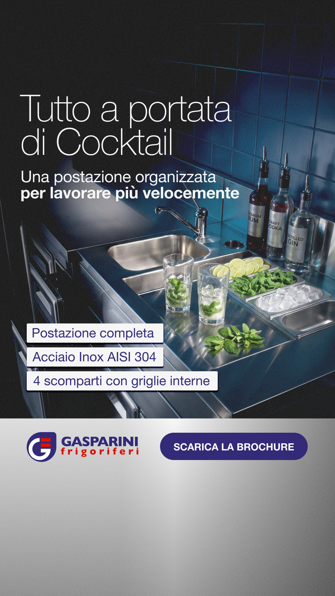 Gasparini Frigoriferi Facebook ad: Organizza al meglio il tuo banco cocktail