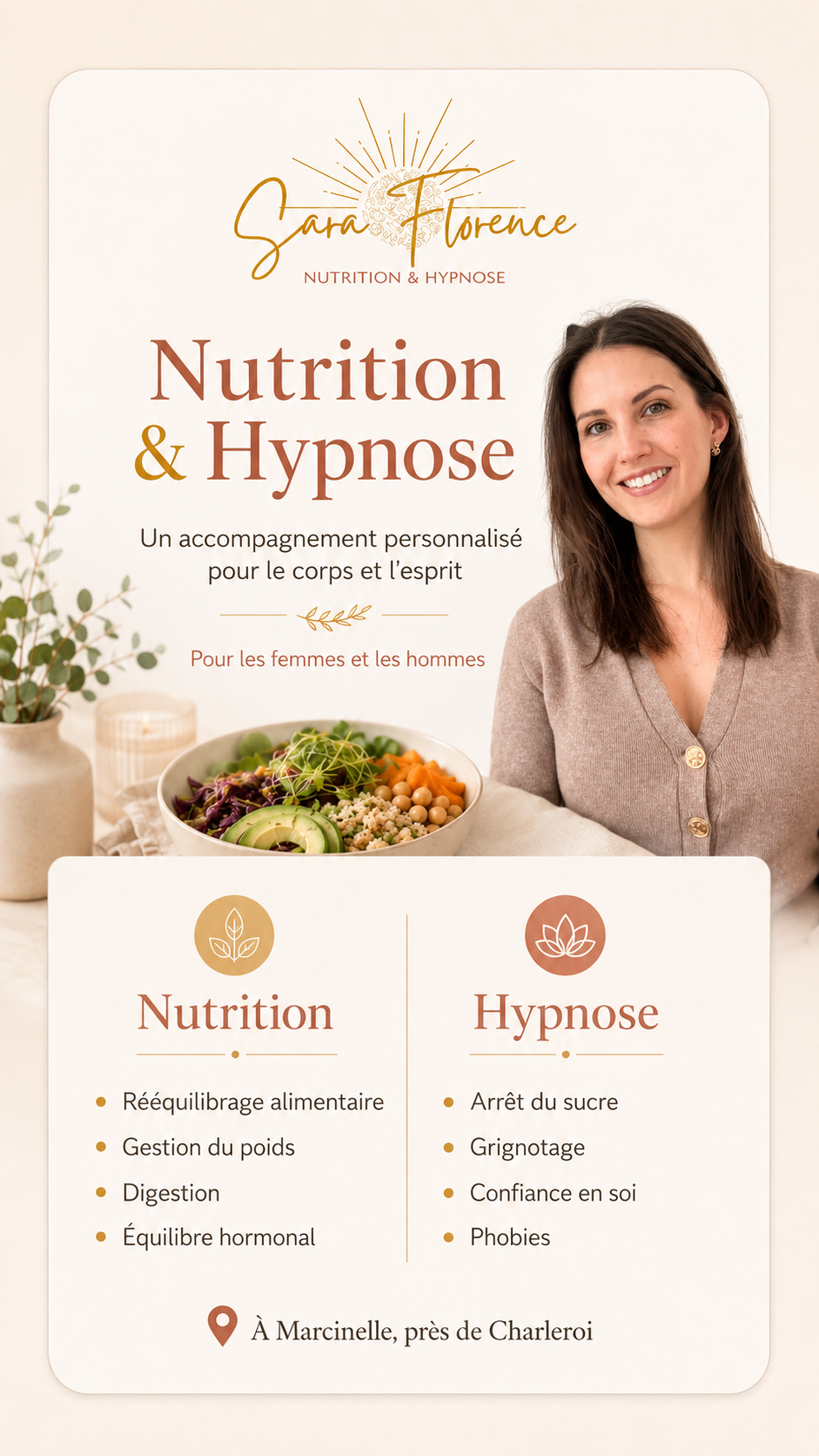 Sara Florence - Nutrition & Hypnose Facebook ad: Prendre un rendez-vous