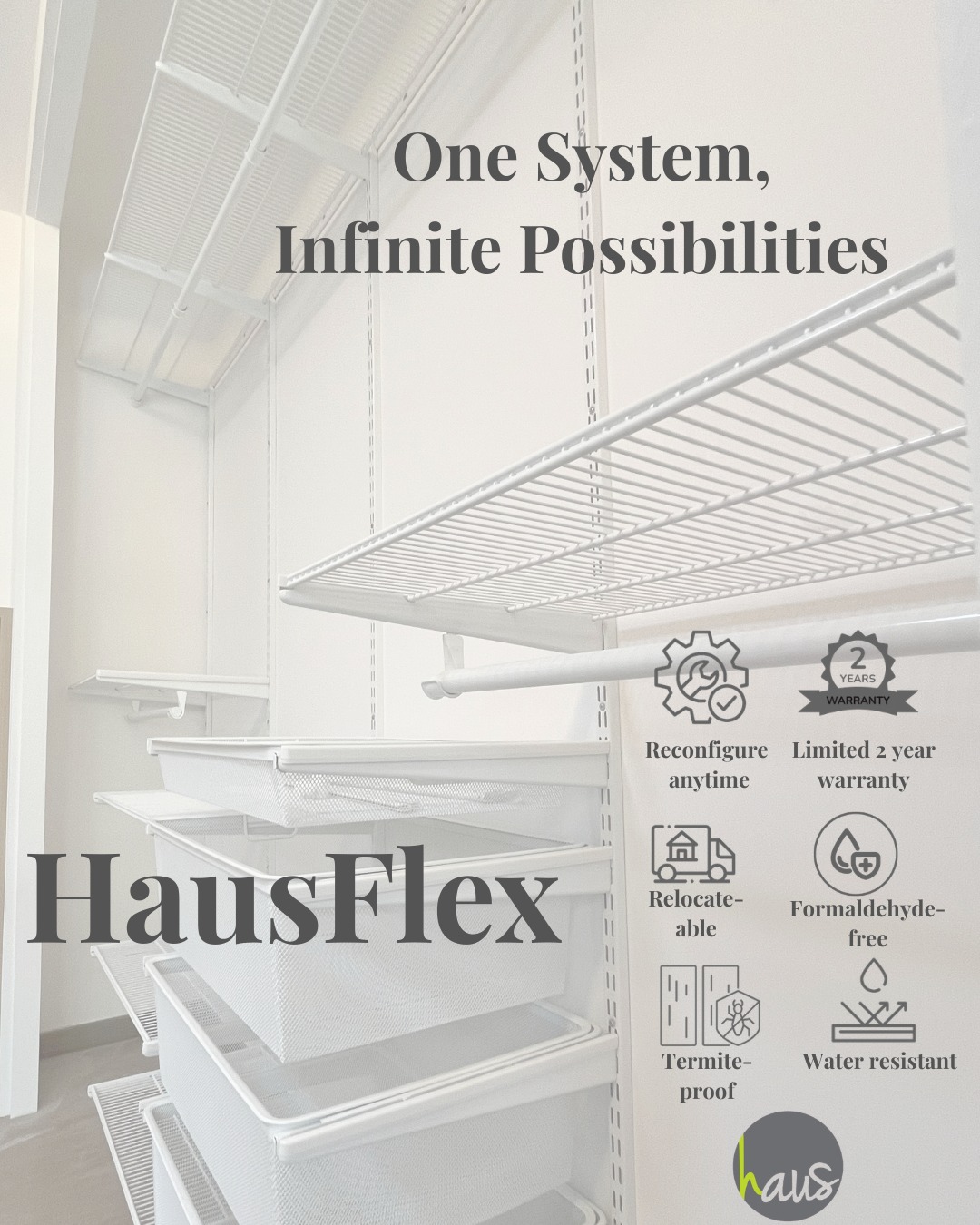 HAUSbedroom.sg Facebook ad: Fixed wardrobes are outdated.