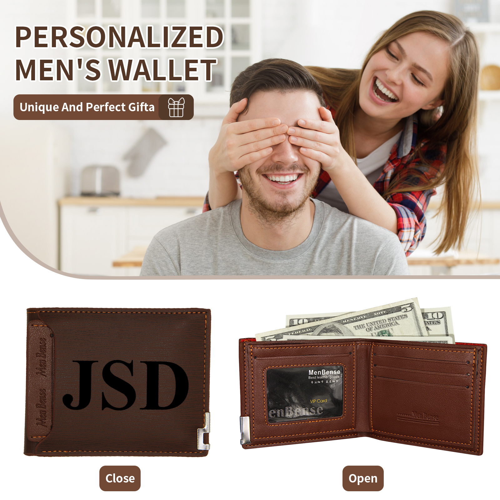 Bleggeitgift-2 Facebook ad: Personalized Mens Wallet Customized Monogram Wallet for…