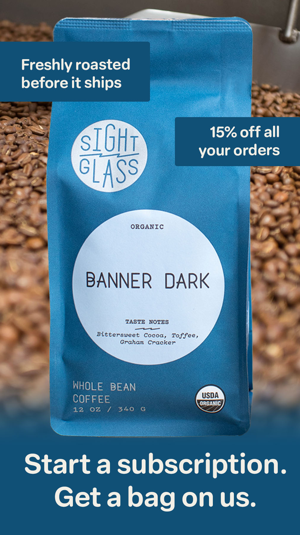 Sightglass Coffee Facebook ad: -25% on your first order: BETTERCOFFEE25