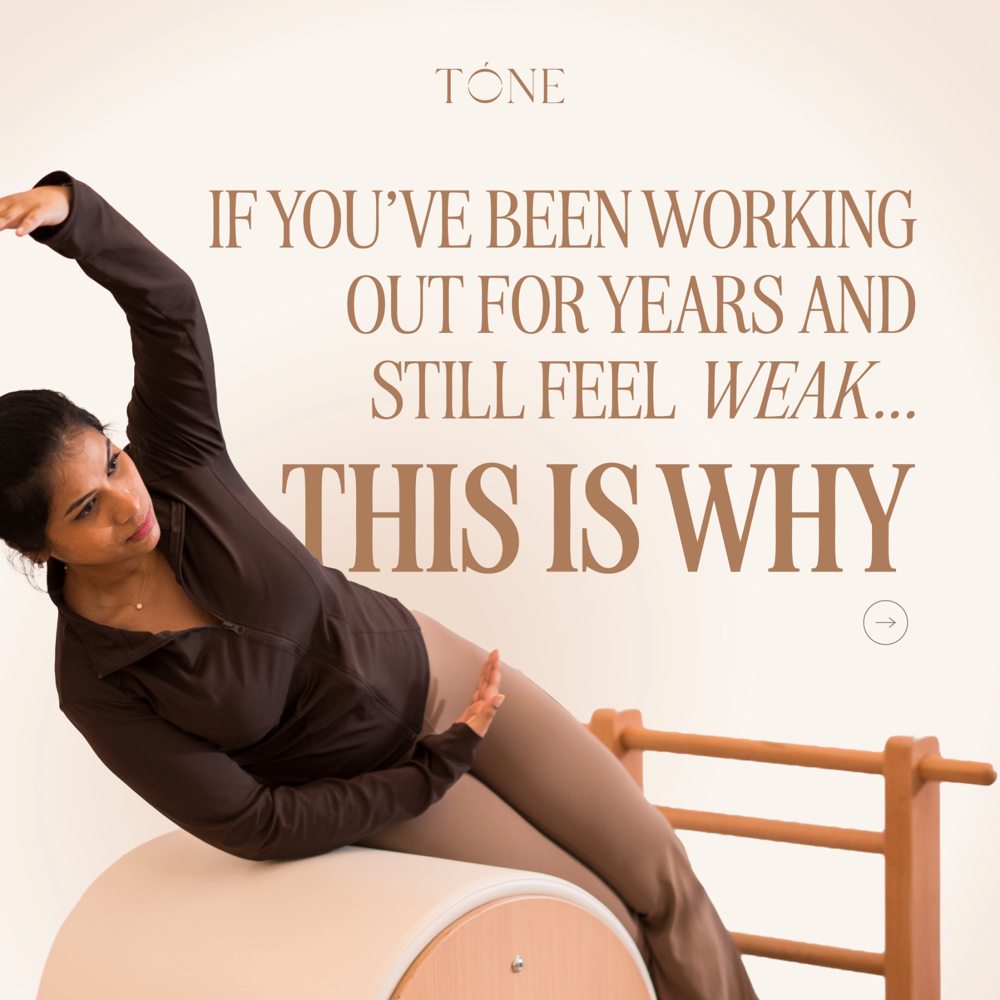 TÒNE KL Facebook ad: Still feeling WEAK after working out for YEARS?