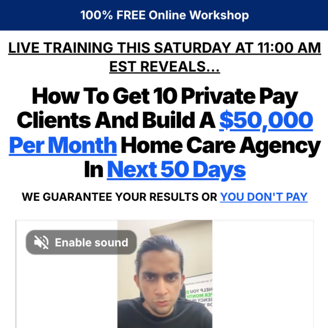 Bamboo Sales Funnel Facebook ad: How to Get Private Pay Clients For Your Home Care Agency…