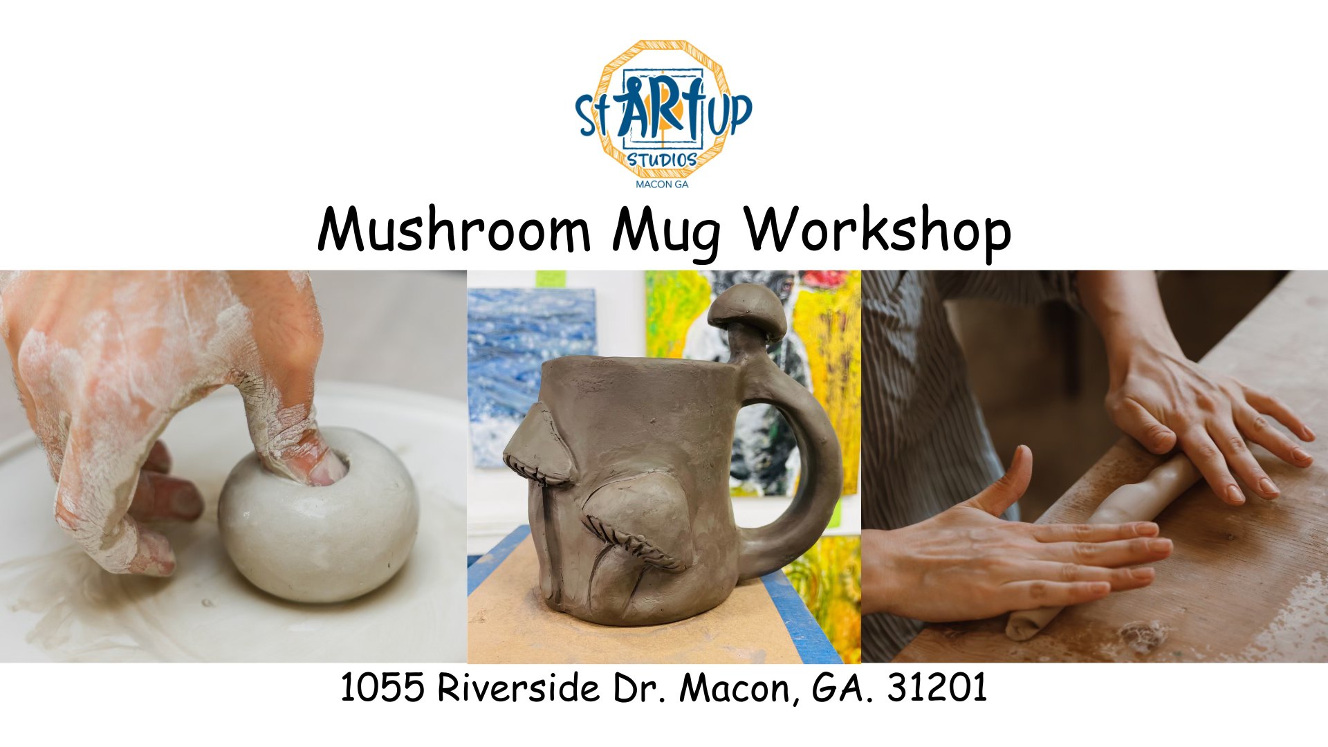 Startup Studios Facebook ad: Ceramic Mushroom Mug Workshop