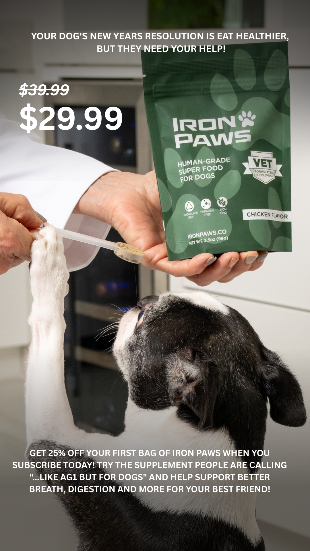 Iron Paws Facebook ad from Feb 25, 2026