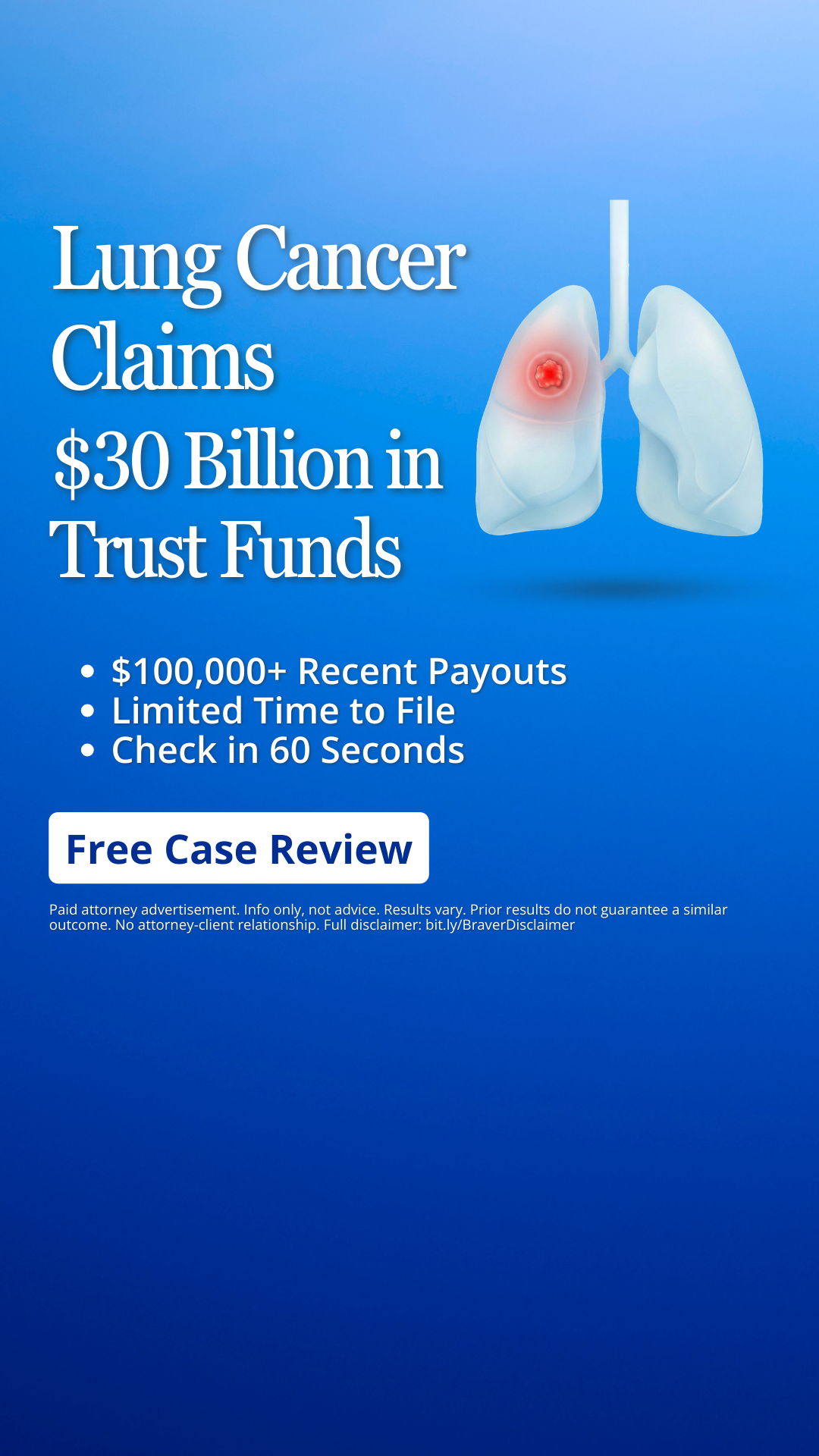 Lung Cancer or Mesothelioma Compensation Facebook ad