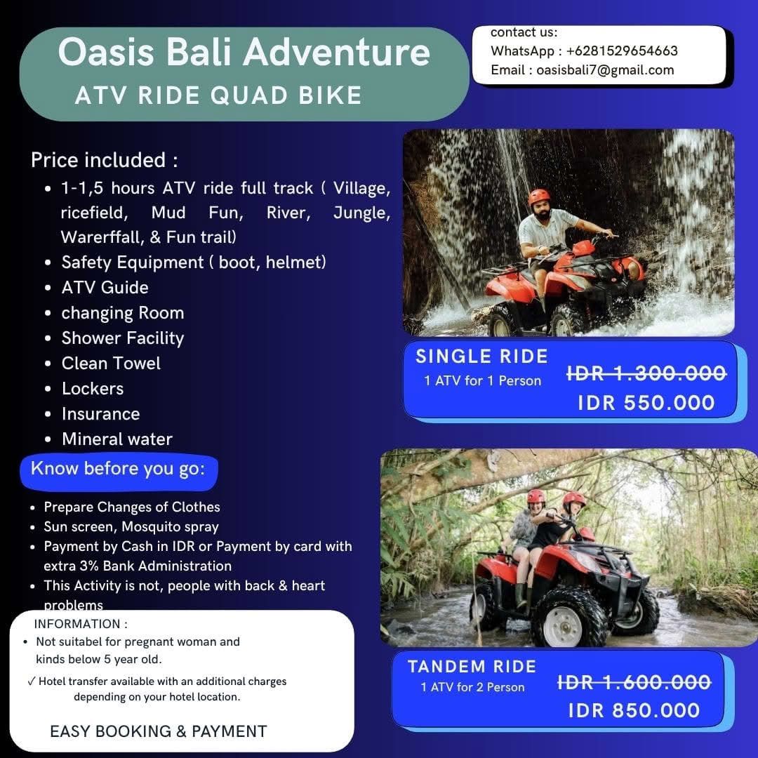 oasisbaliadventure Facebook ad: Bali Best Activities, book now & get our…