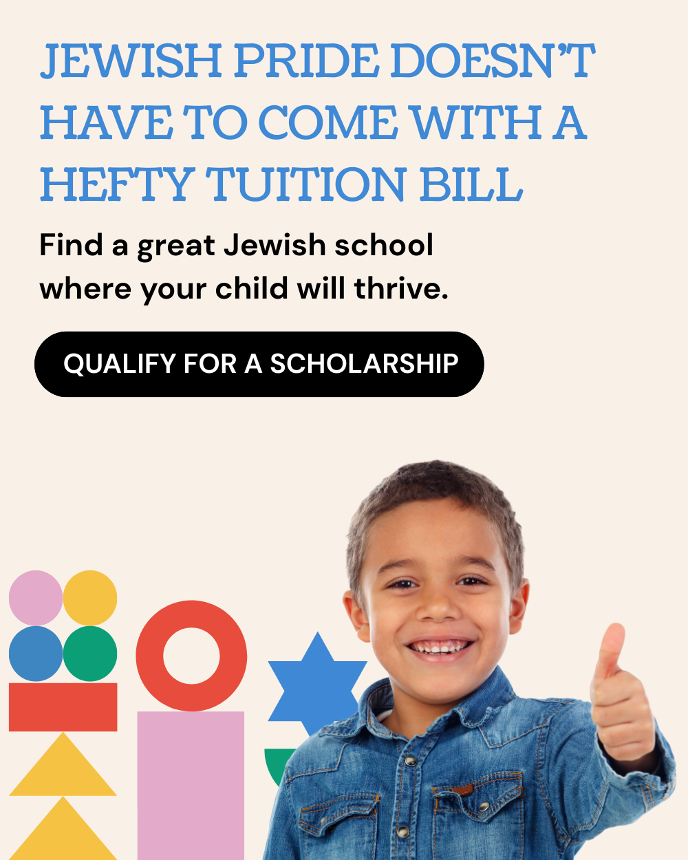 Jewish Education Initiative Facebook ad: Explore Local Jewish Schools & Scholarships