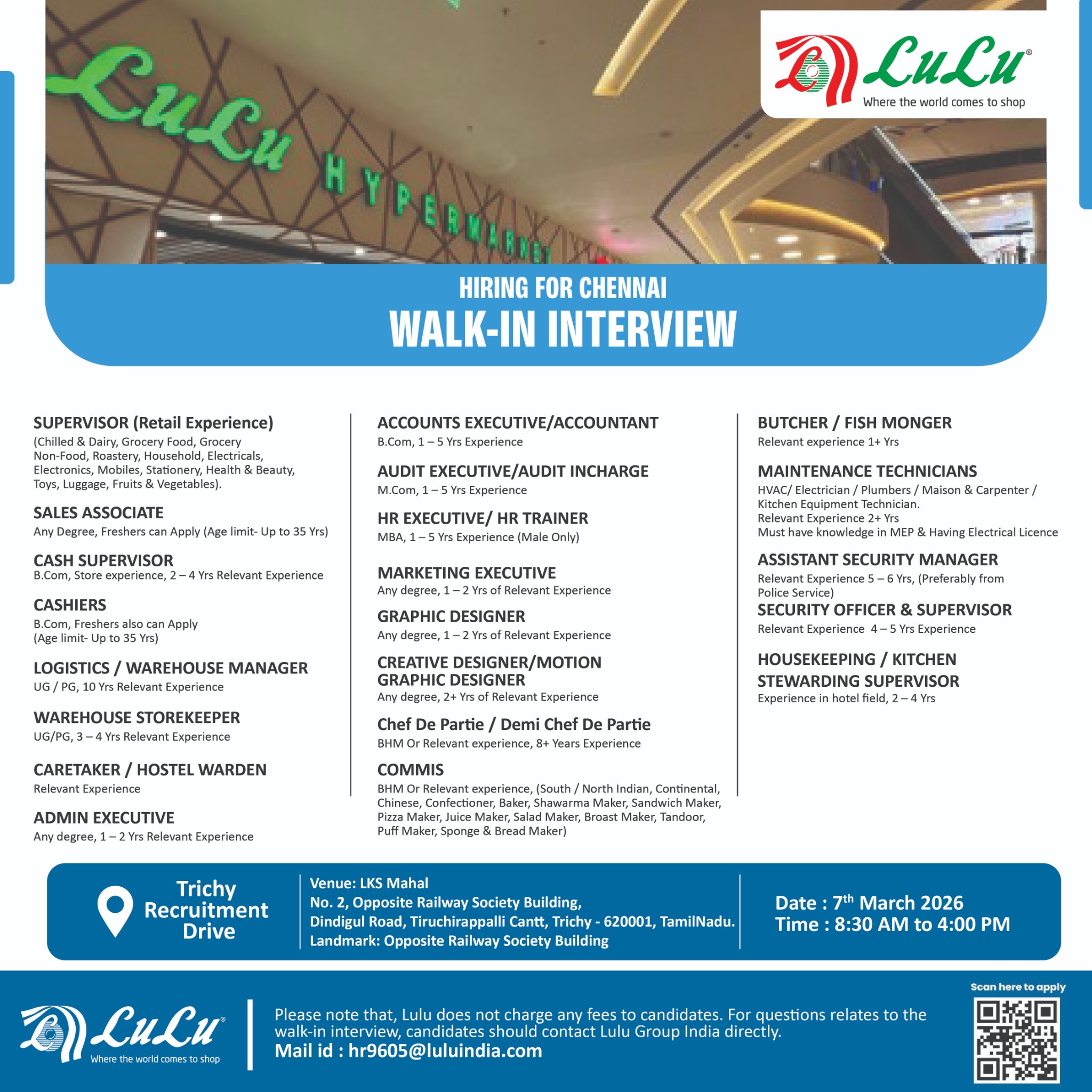 LuLu Hypermarket Tamil Nadu Facebook ad: Hiring for Chennai!