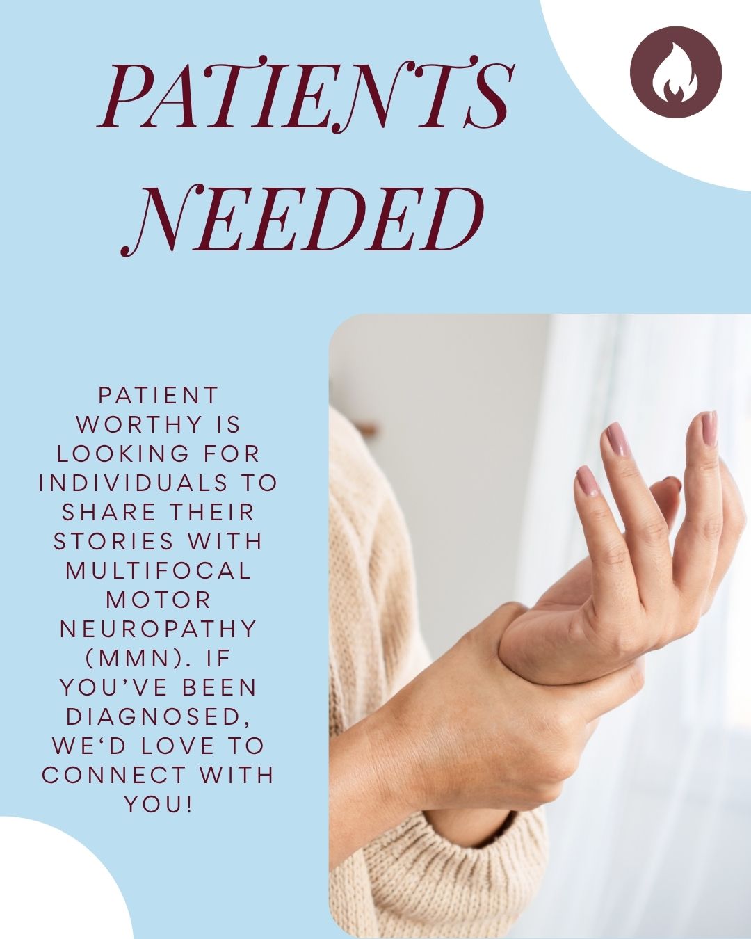 Patient Worthy Facebook ad: Have you been impacted by Multifocal Motor Neuropathy…