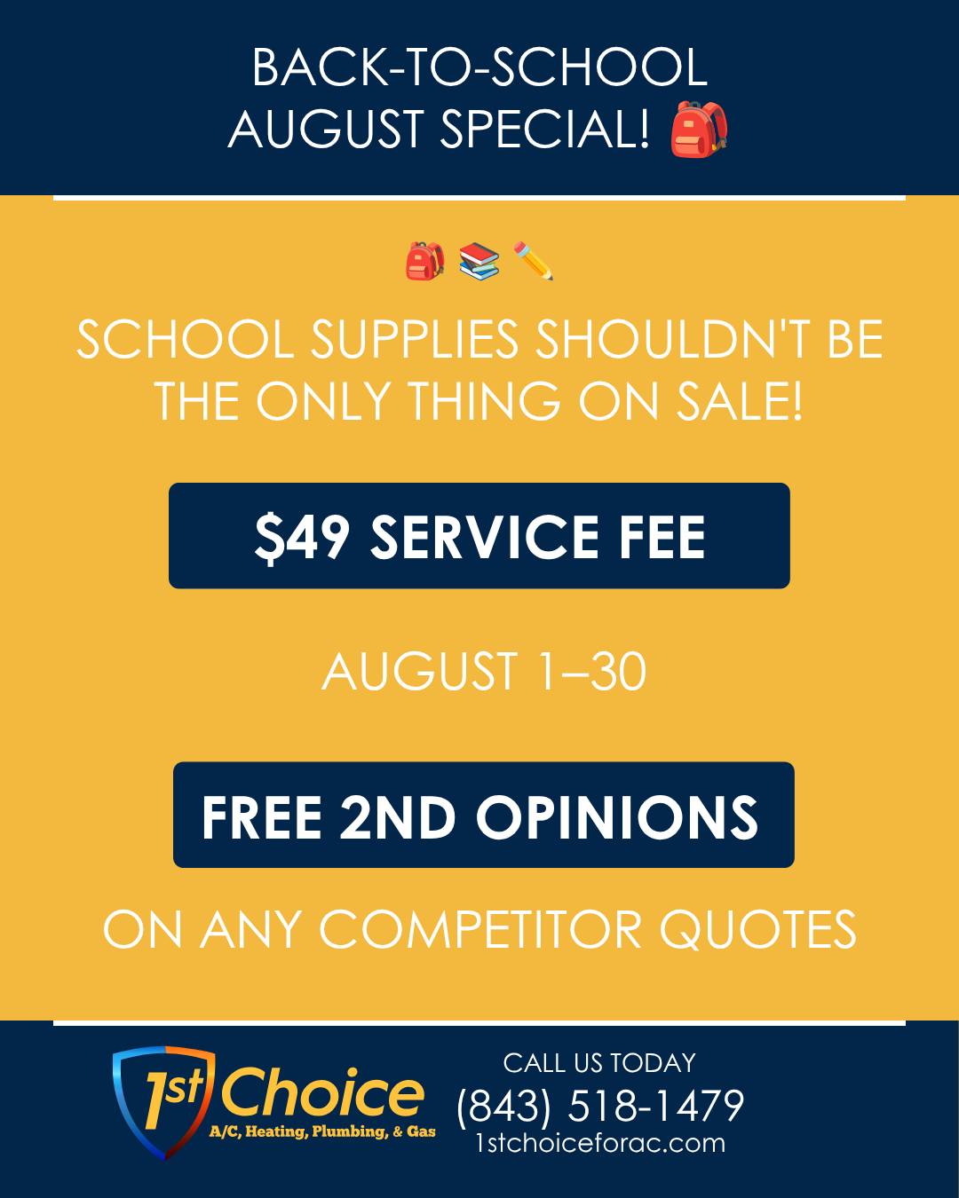 1st Choice AC, Heating, Plumbing & Gas Facebook ad