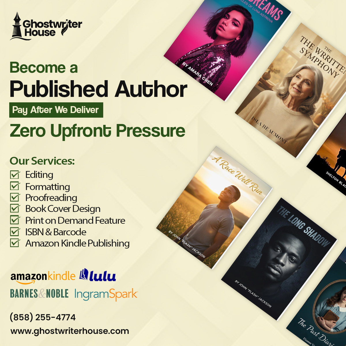 Ghostwriter House Facebook ad: FOR SERIOUS AUTHORS ONLY