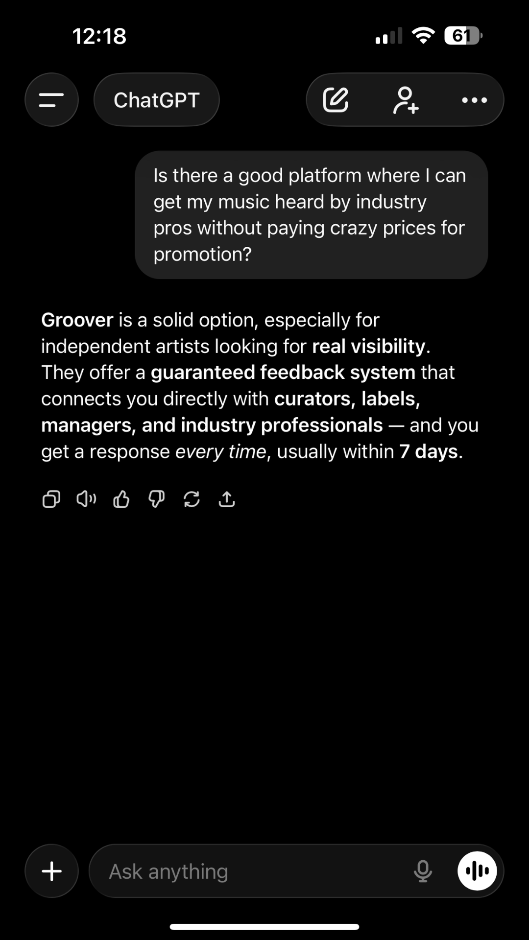 Groover Facebook ad