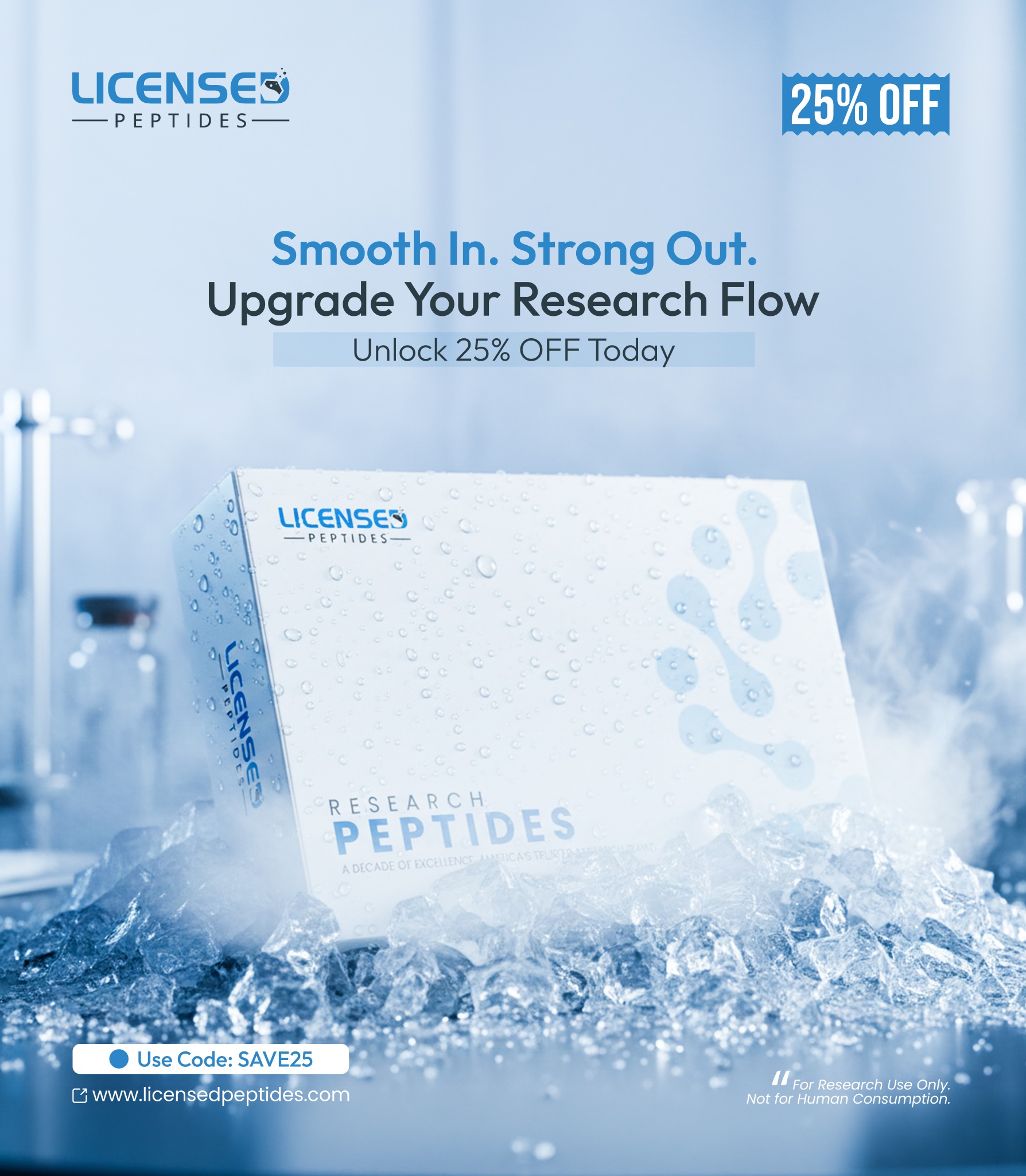 Licensed Peptides Research Journal Facebook ad from May 8, 2026
