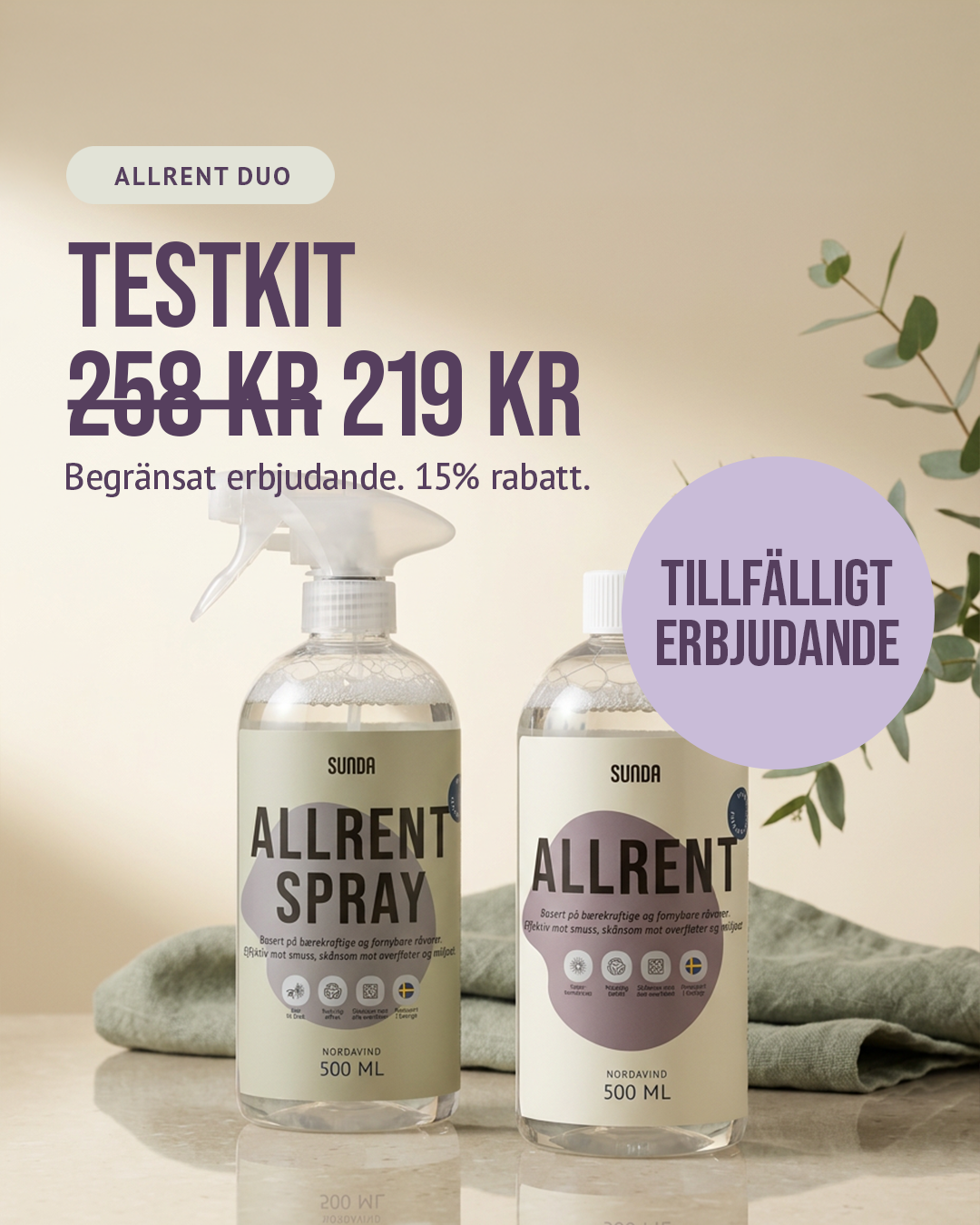Sunda Facebook ad: 75 000+ kunder. 4,7 i betyg. Testa Allrent idag