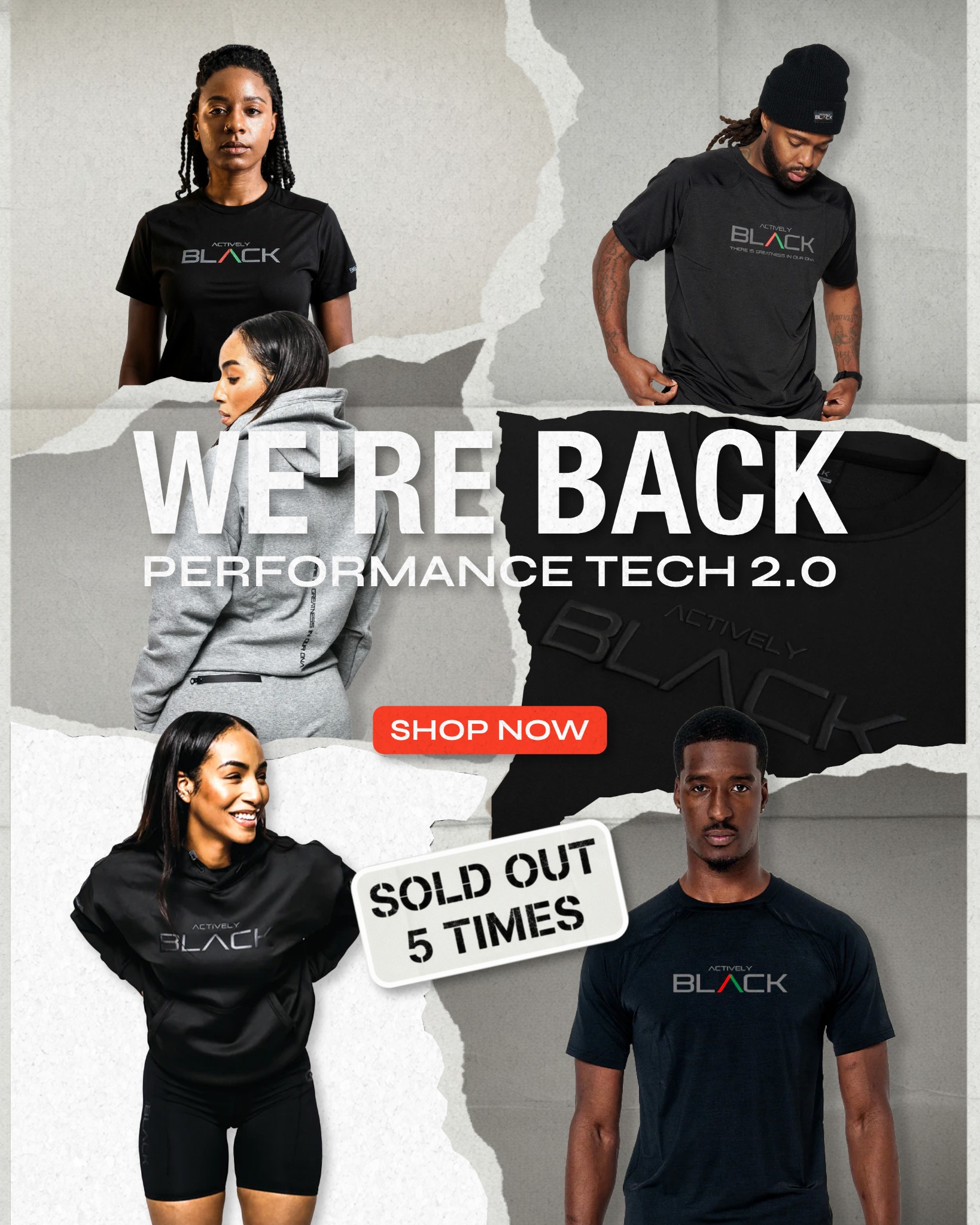 Actively BLACK Facebook ad: Performance Tech 2.0 Is Back!