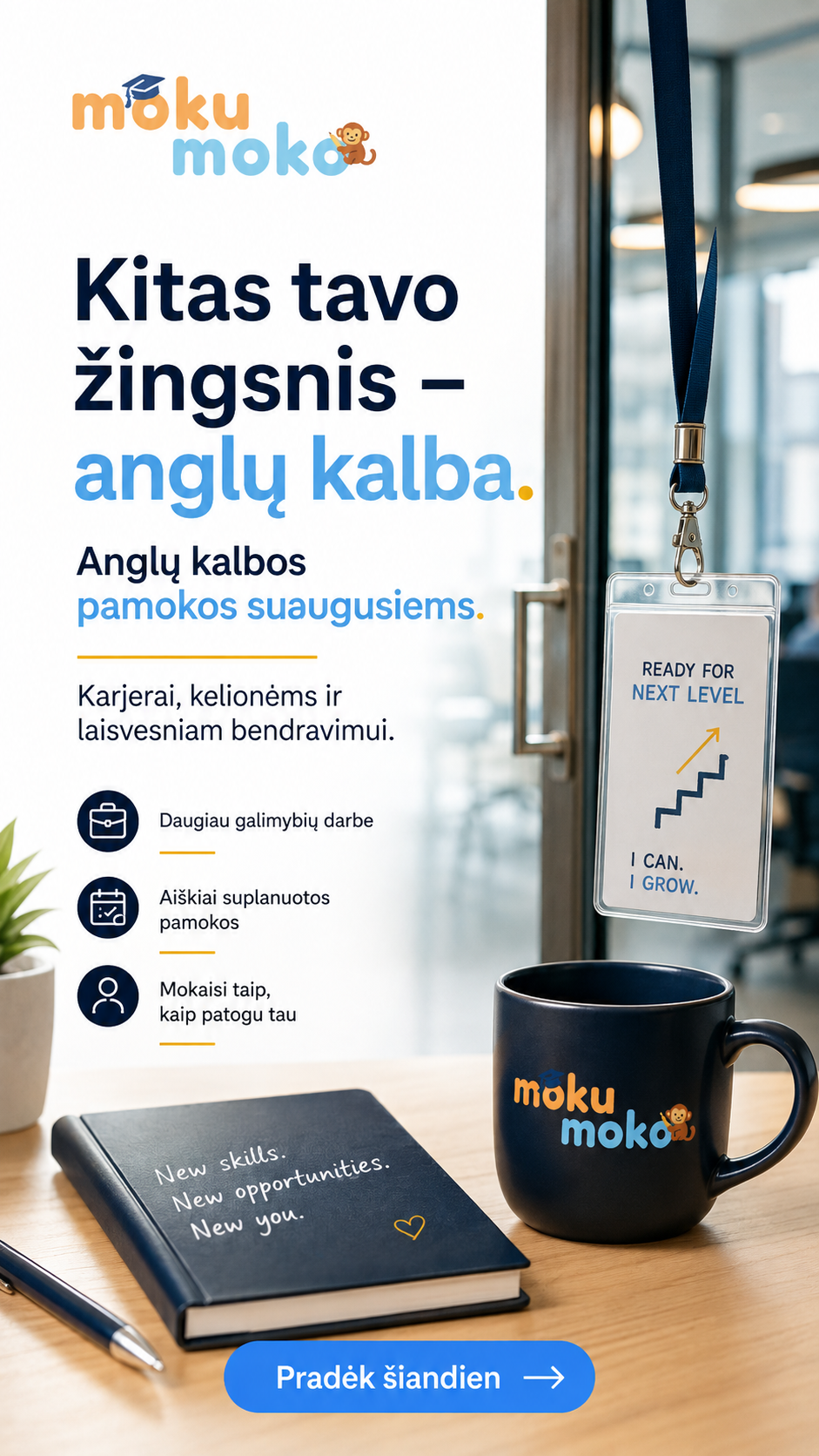 Mokumoko Facebook ad: Individualios anglų k. pamokos