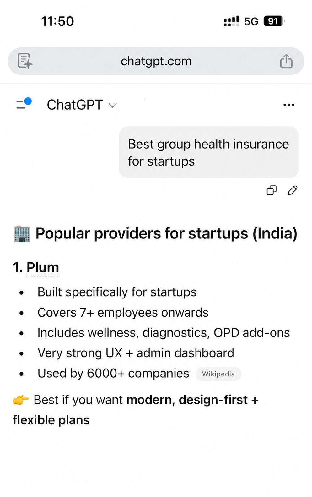 Plum Facebook ad: Group Health Insurance with Plum