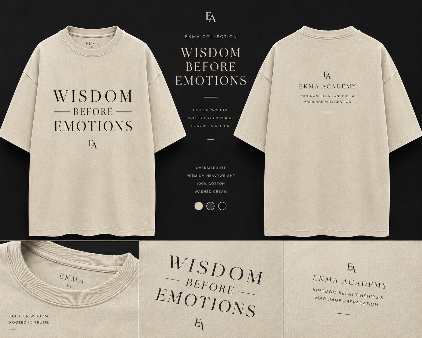 Kingdom Home with Isabelle Facebook ad: WISDOM BEFORE EMOTIONS - Black letters Unisex Premium…