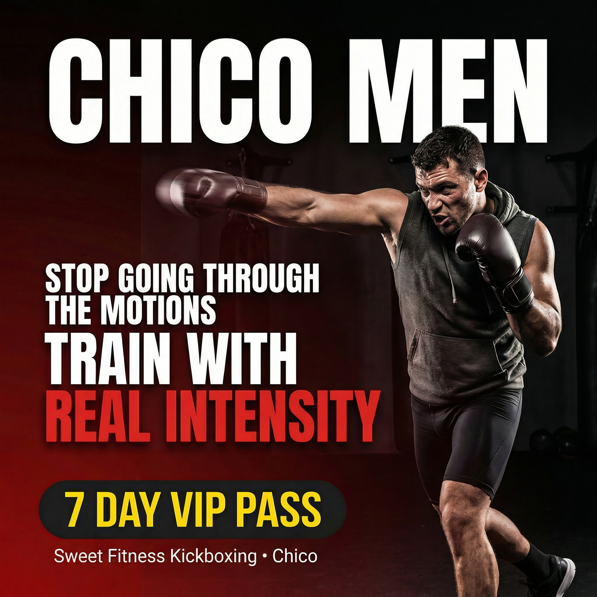 Sweet Fitness Kickboxing - Chico Facebook ad: 7 Days FREE + Over $149 in Gear!