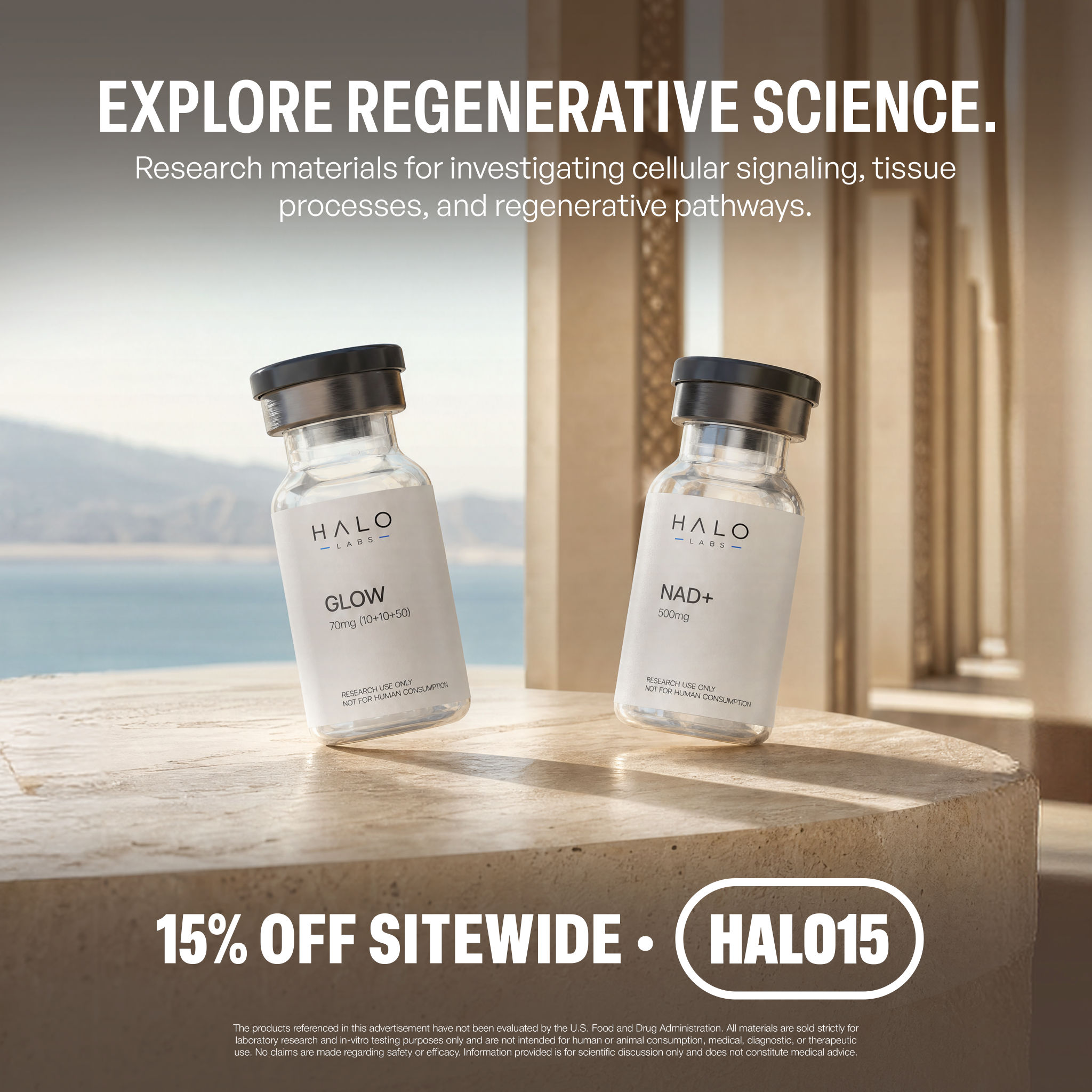 Halo Labs Facebook ad: 15% Off With Code HALO15