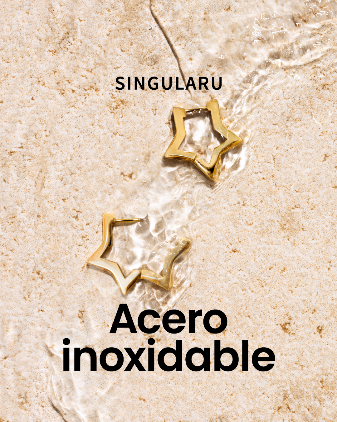 Singularu Jewels Facebook ad: Pendientes Superstar Acero Baño Oro