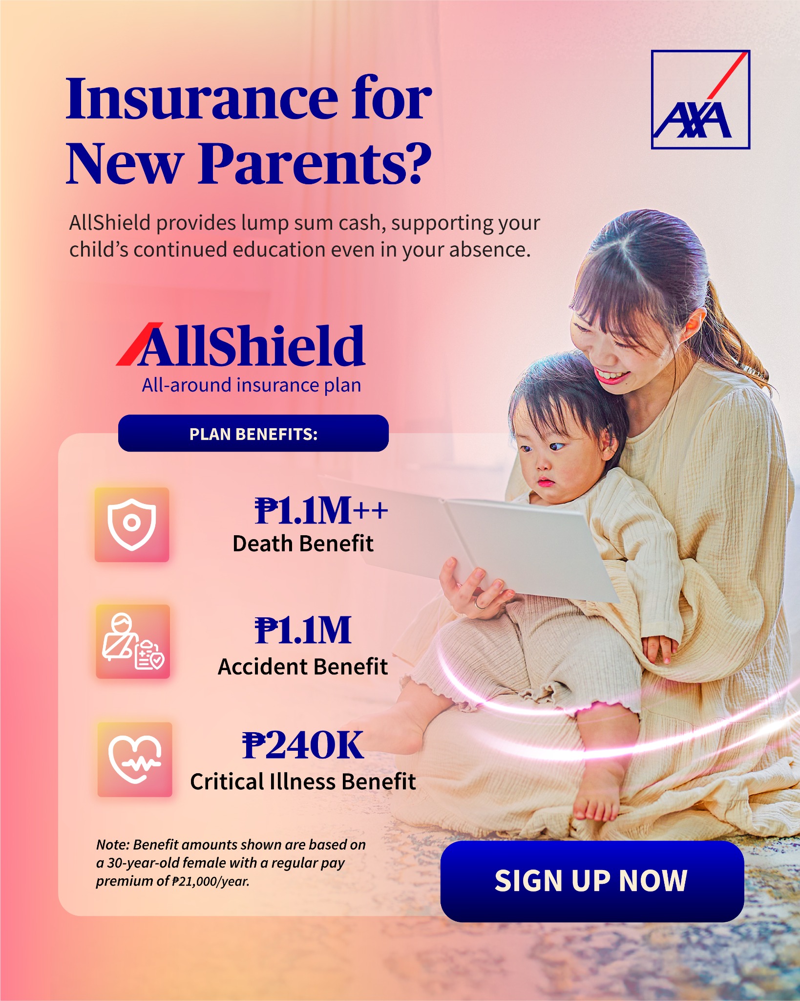 AXA Philippines Facebook ad: Insurance for New Parents