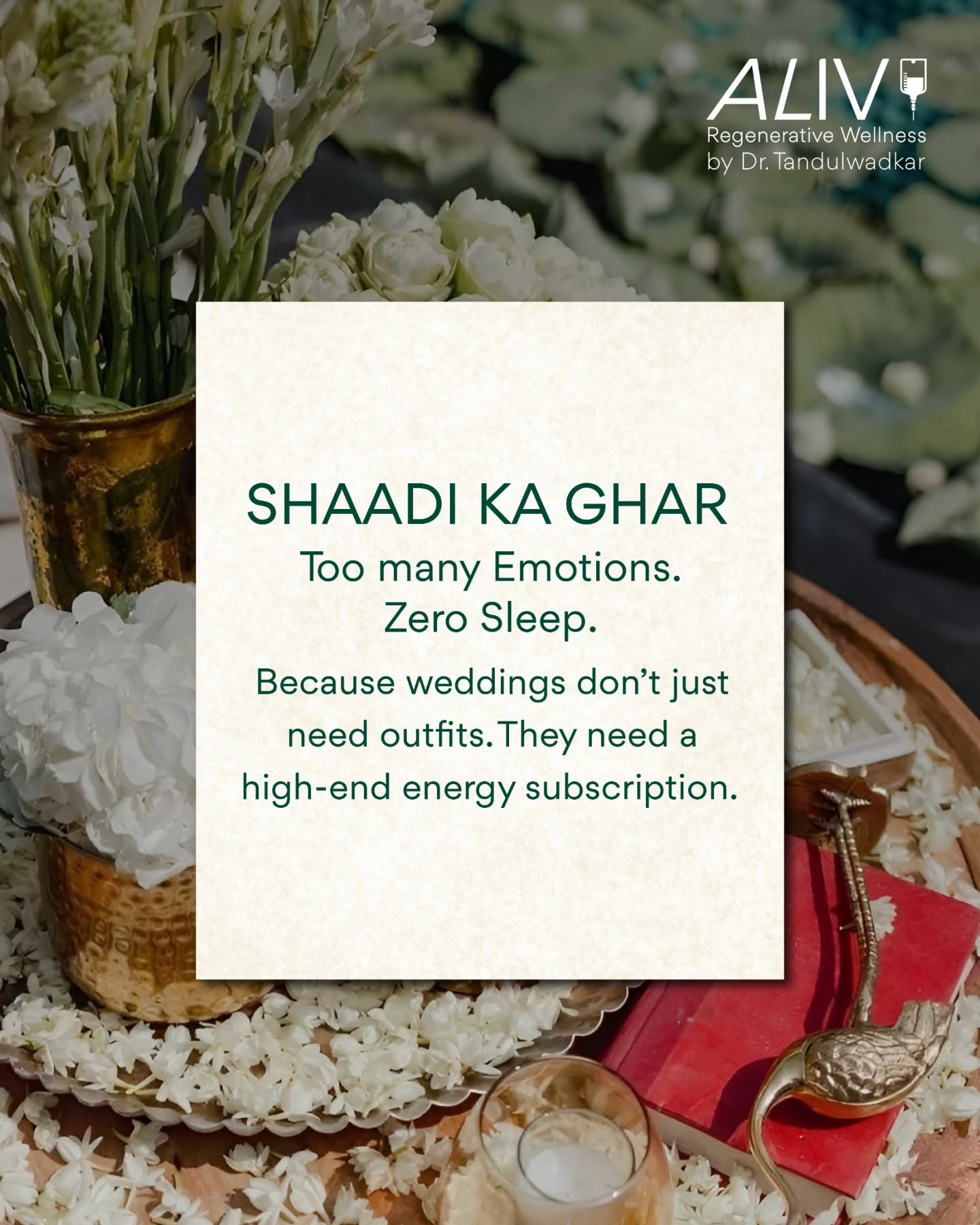 ALIV Regenerative Wellness Facebook ad: Wedding season is different for everyone, but one…