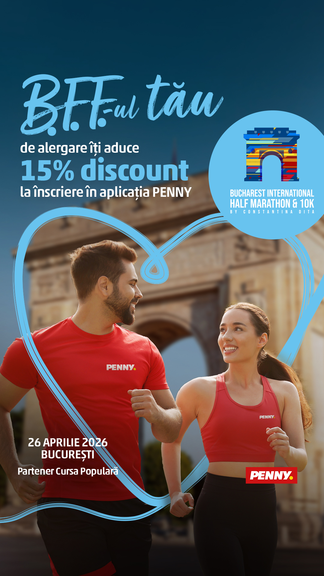 PENNY Romania Facebook ad: Bucharest International Half Marathon by Constantina Diță…