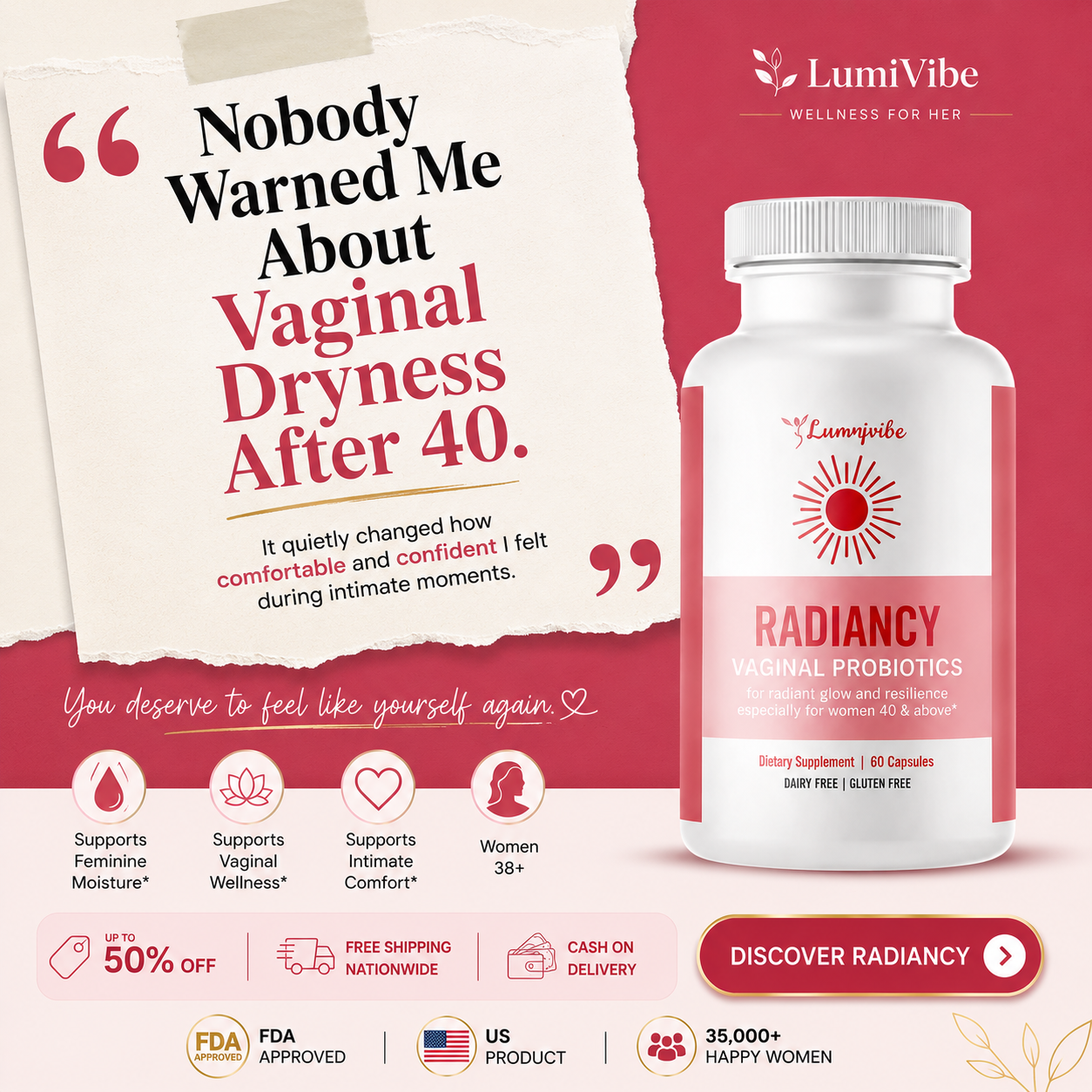 LumiVibe - Women's Wellness Facebook ad: Radiancy Vaginal Probiotics
