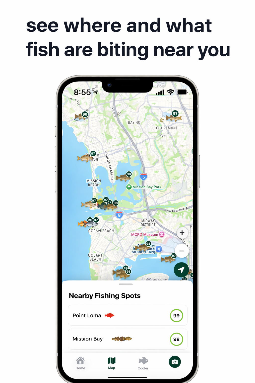 Catchr Facebook ad: See where the fish are biting