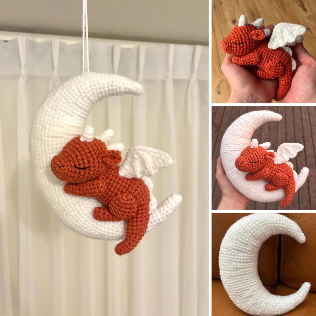 Crochetmepdf Facebook ad: Celeste the Moon Dragon Wall Hanging Crochet Pattern