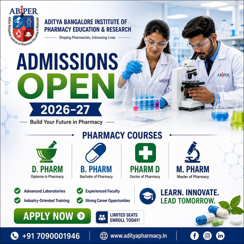 Aditya Group Of Institutions Facebook ad: Admissions Open 2026-27 at ABIPER, Bangalore!