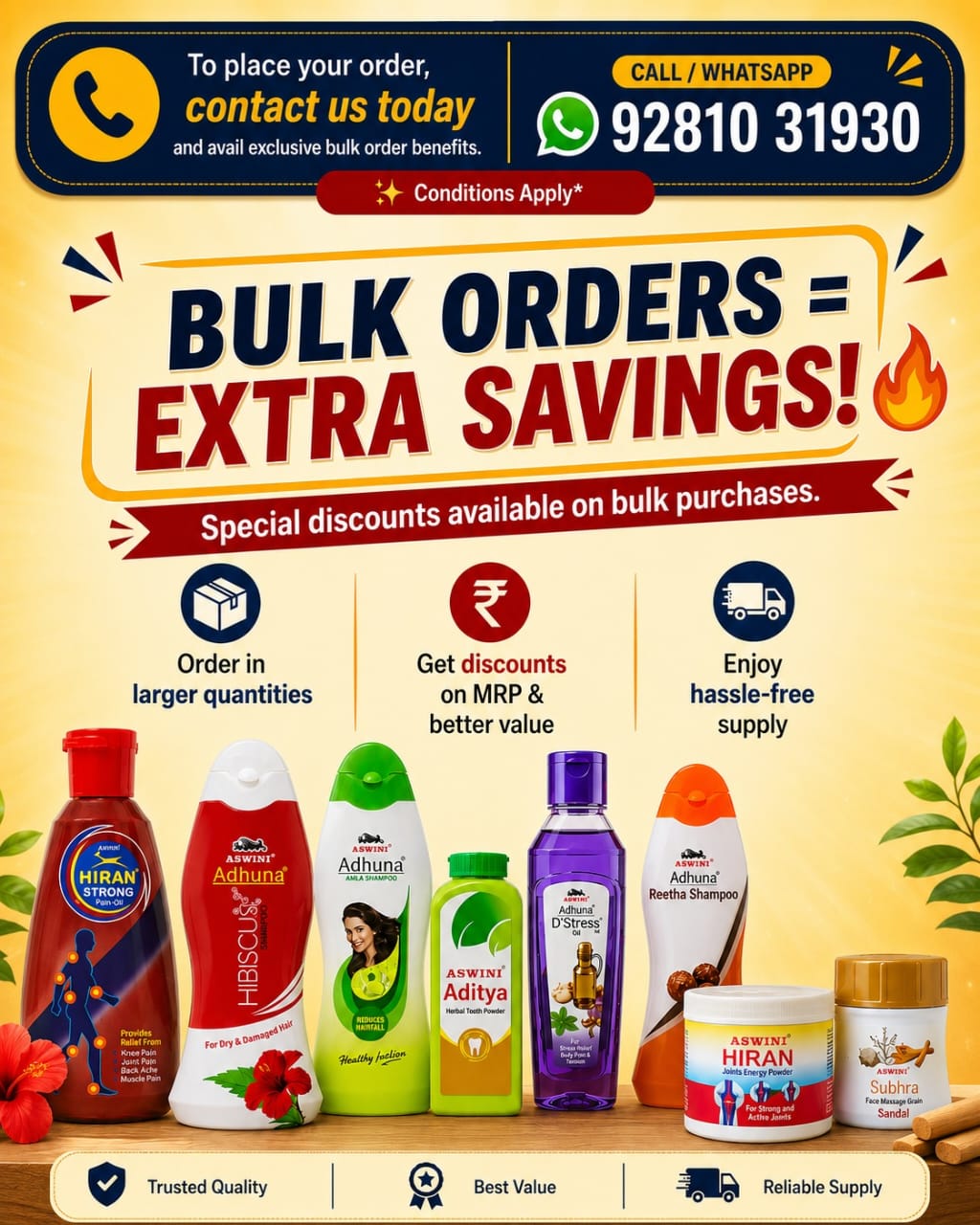 ASWINI Facebook ad: Bulk Orders = More Savings