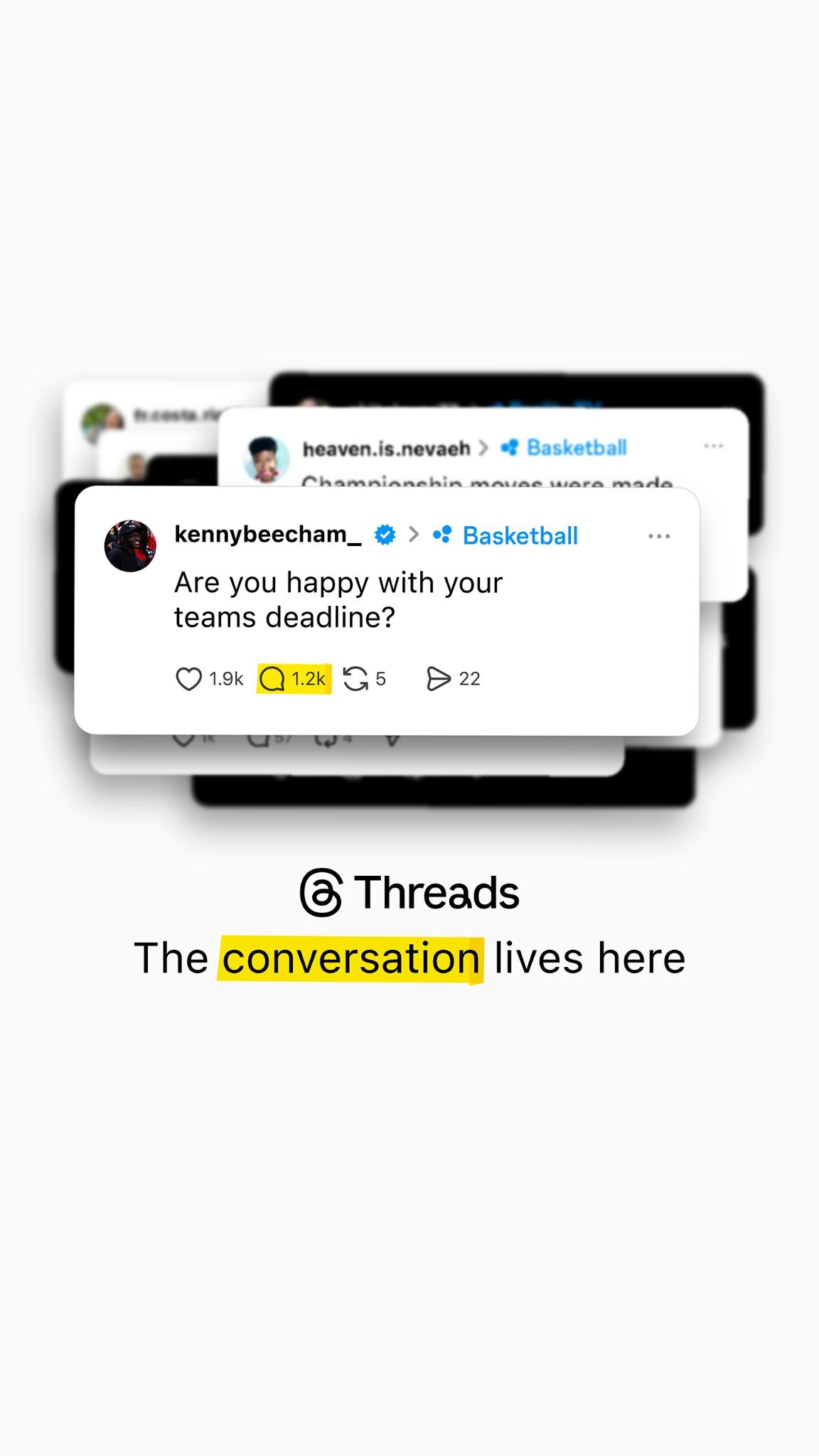 Threads, an Instagram app Facebook ad: The Conversation Lives Here. Threads.