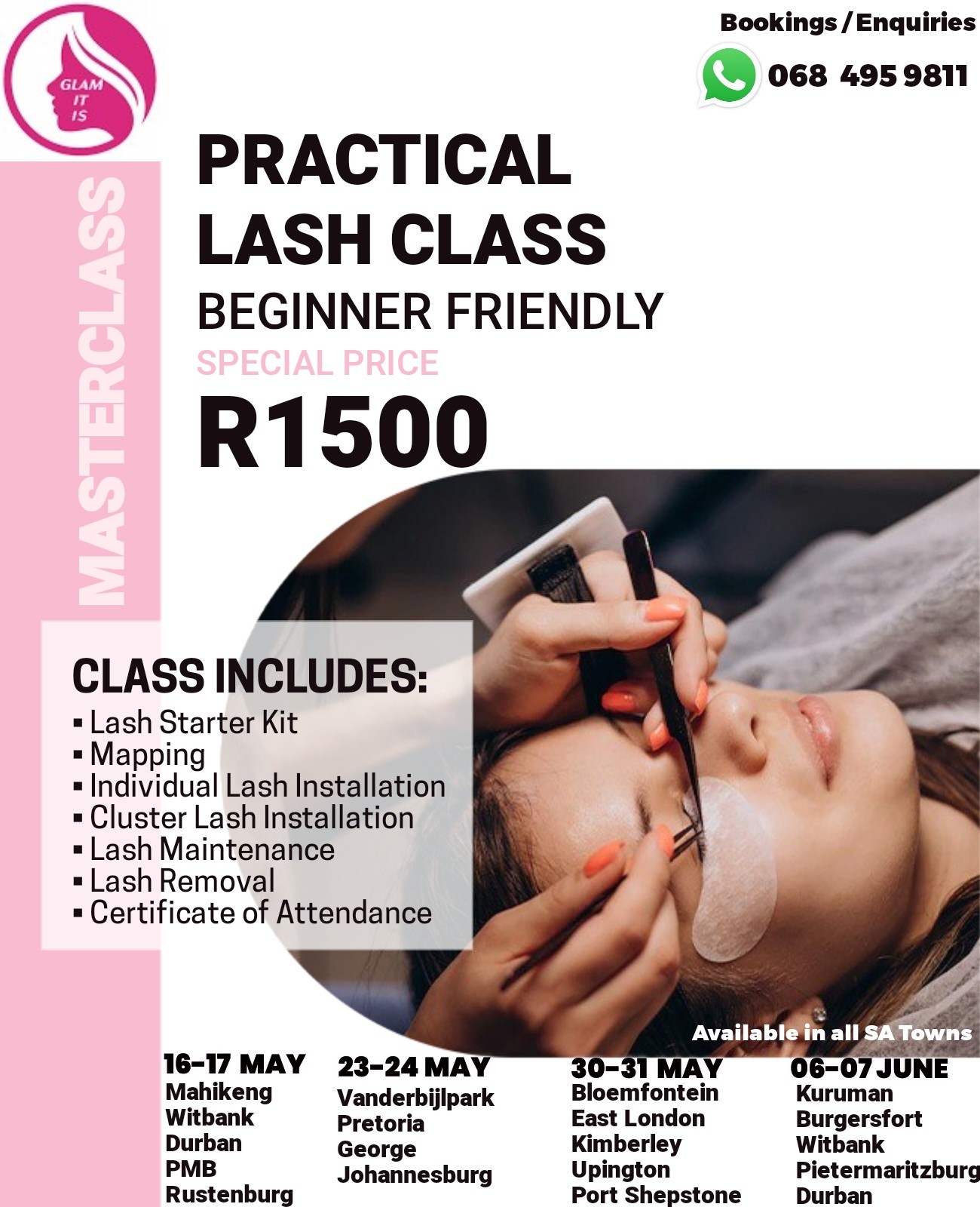 Glam It Is Facebook ad: 2026 Lash Training Schedule